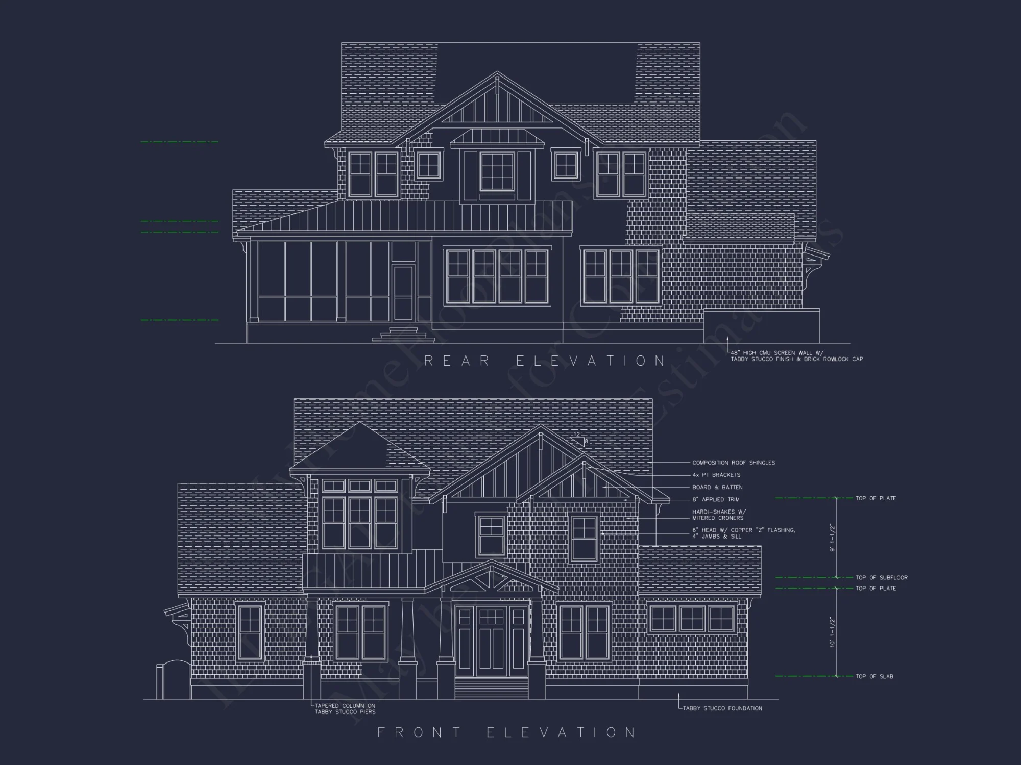 Craftsman house Floor Plan with 4 Bedrooms and 3 Garage Bays