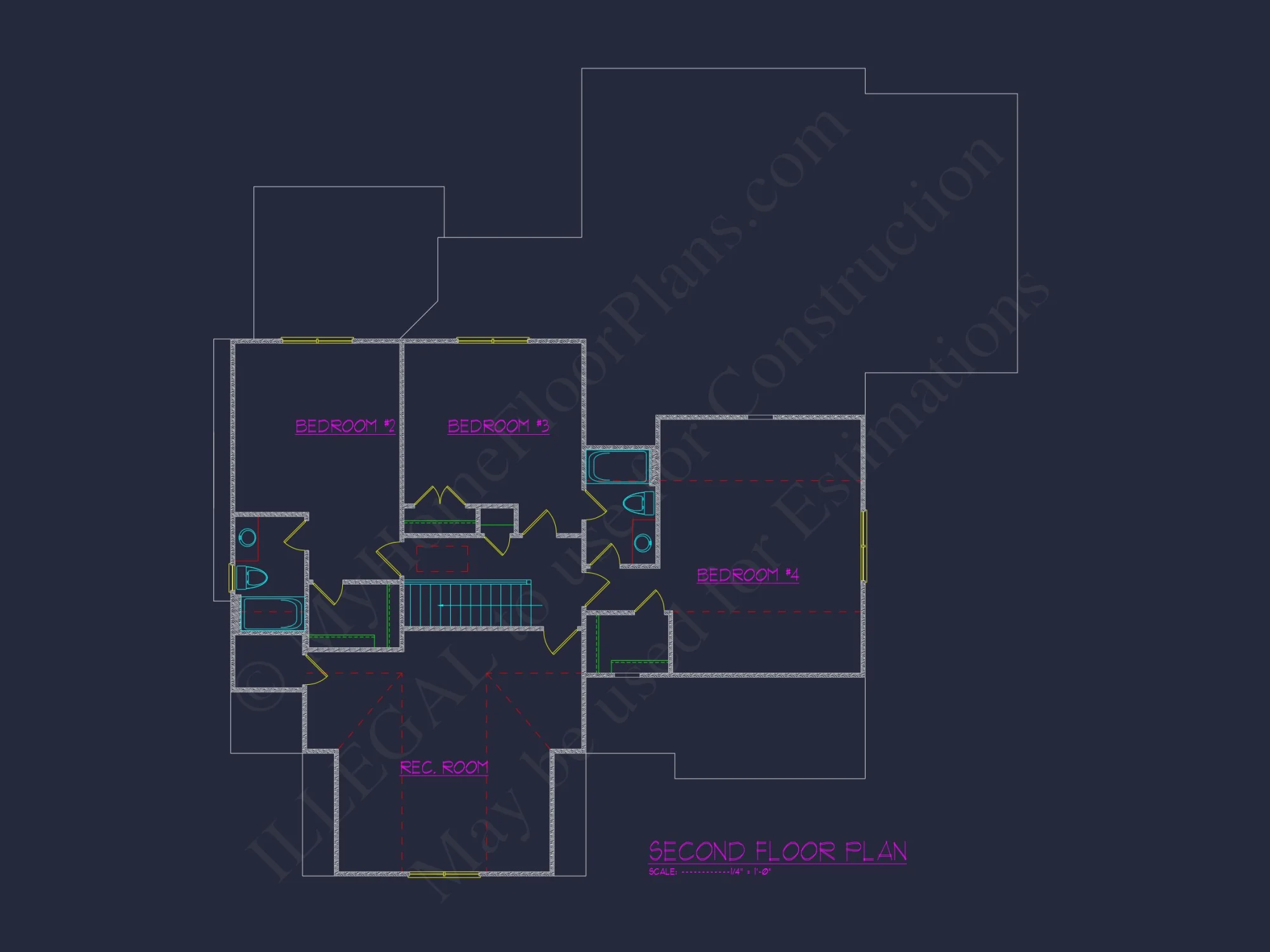 Elegant house Plan with 4 Bedrooms, CAD Design & Spacious Blueprint