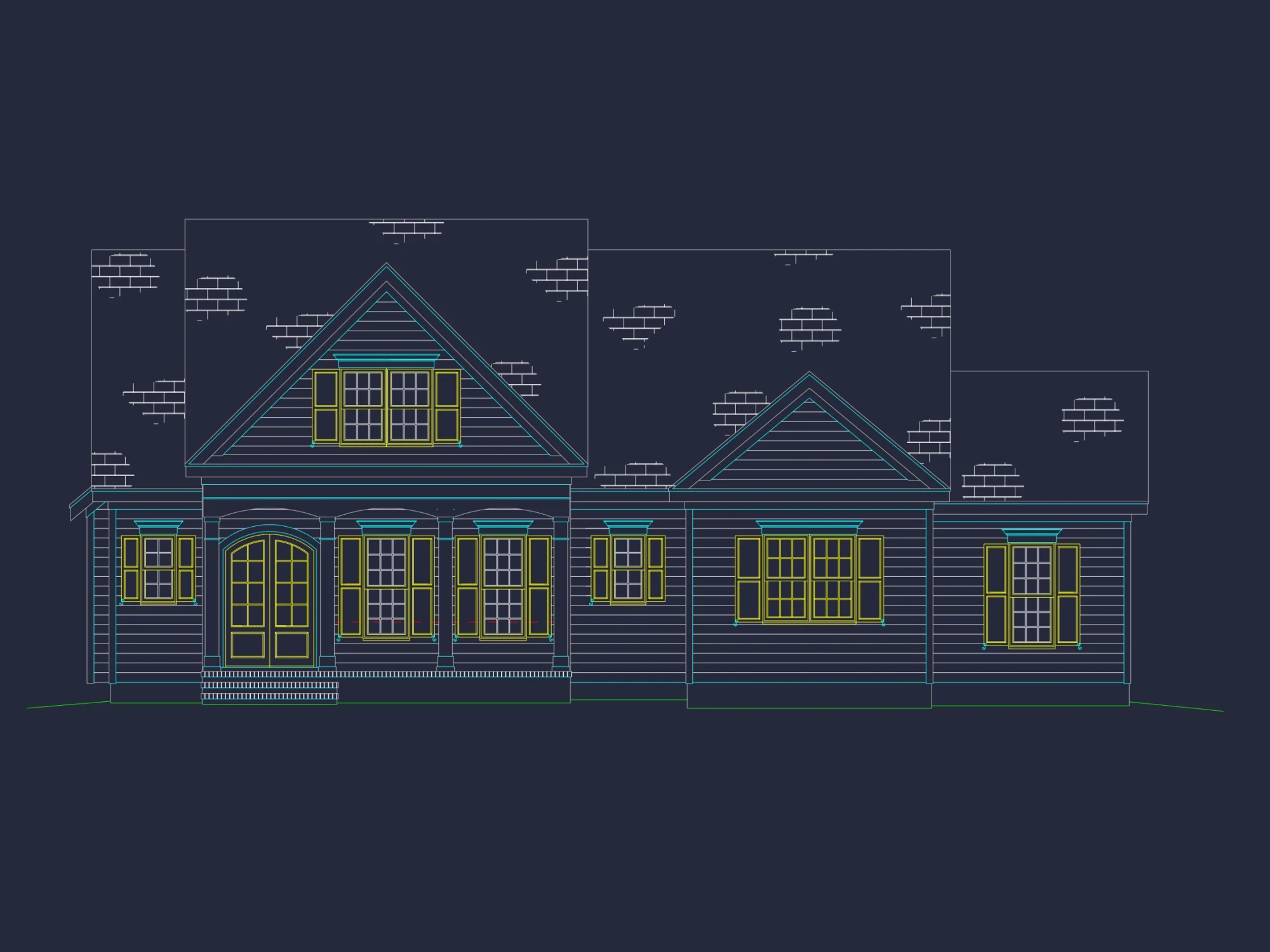 Elegant house Plan with 4 Bedrooms, CAD Design & Spacious Blueprint