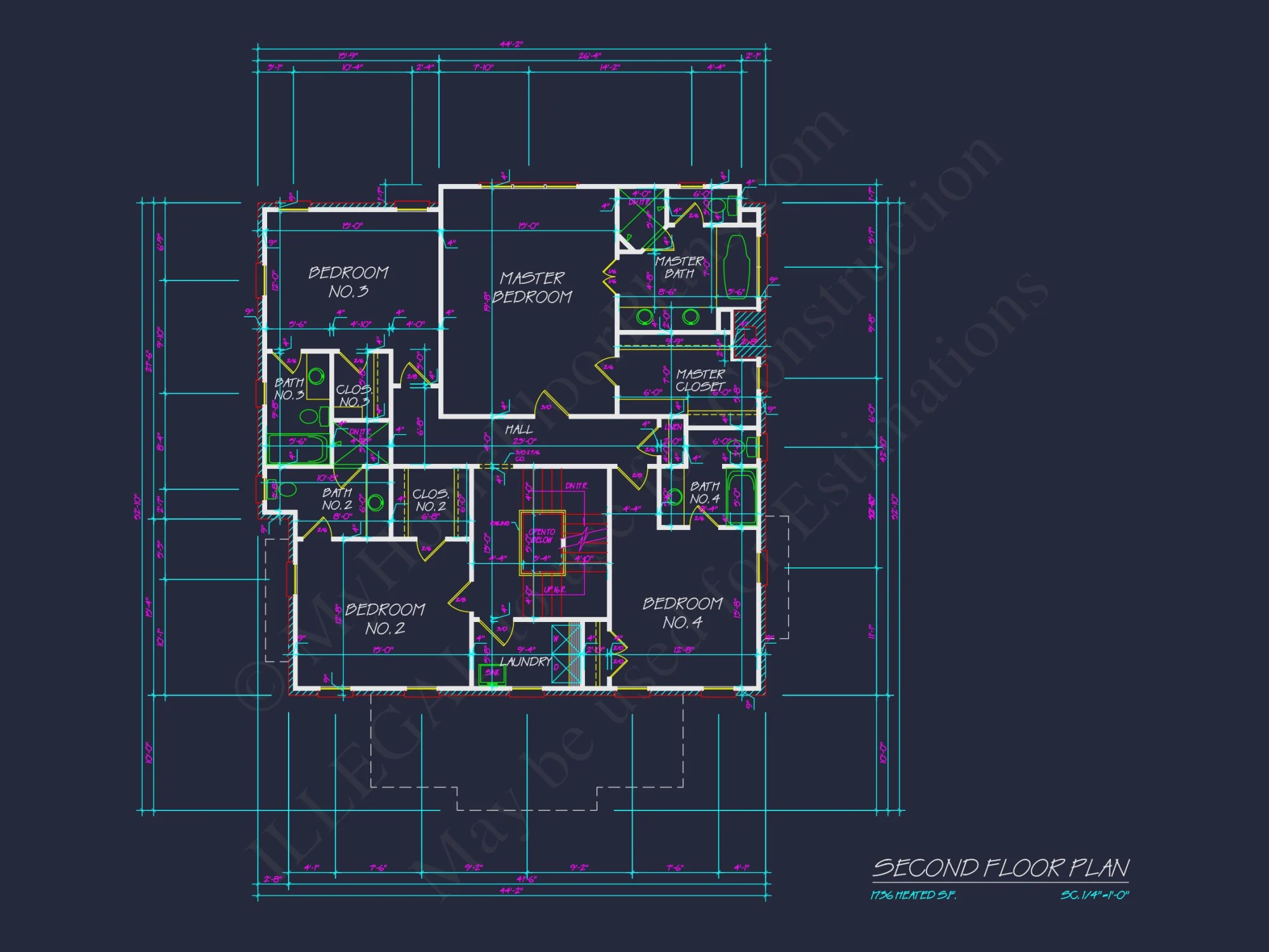 Colonial house Plan with Detailed Blueprint and CAD Designs