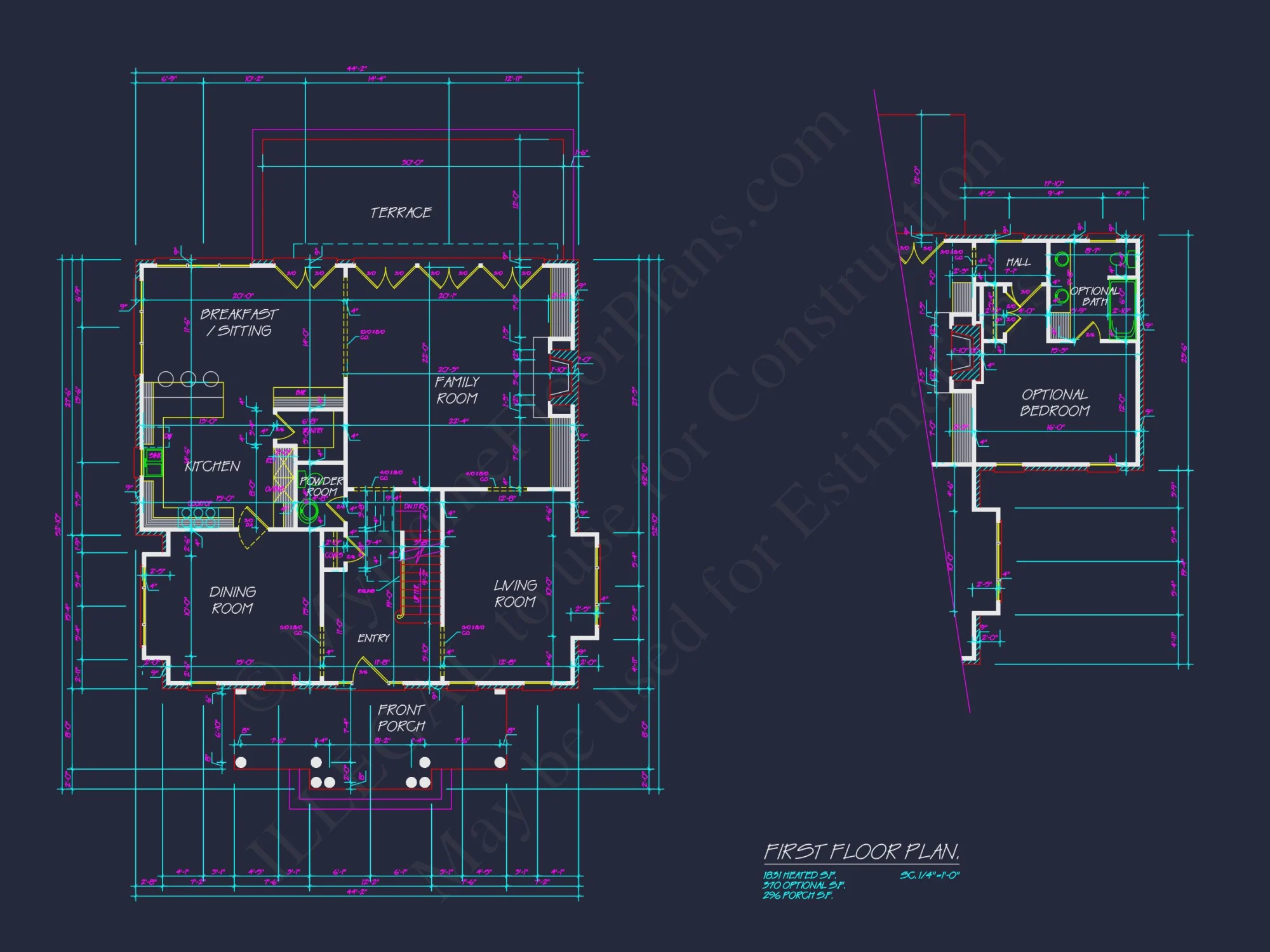 Colonial house Plan with Detailed Blueprint and CAD Designs