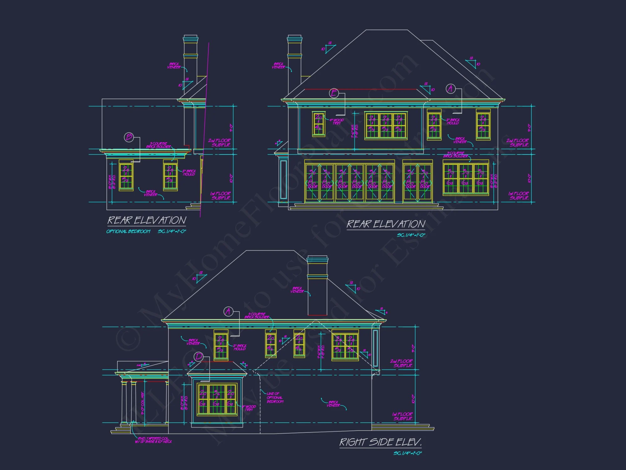 Colonial house Plan with Detailed Blueprint and CAD Designs