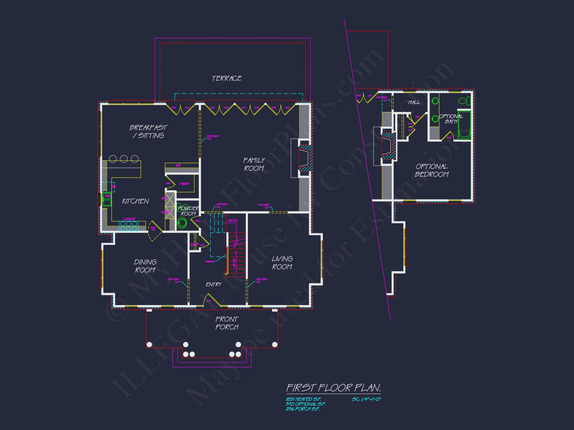 Colonial house Plan with Detailed Blueprint and CAD Designs