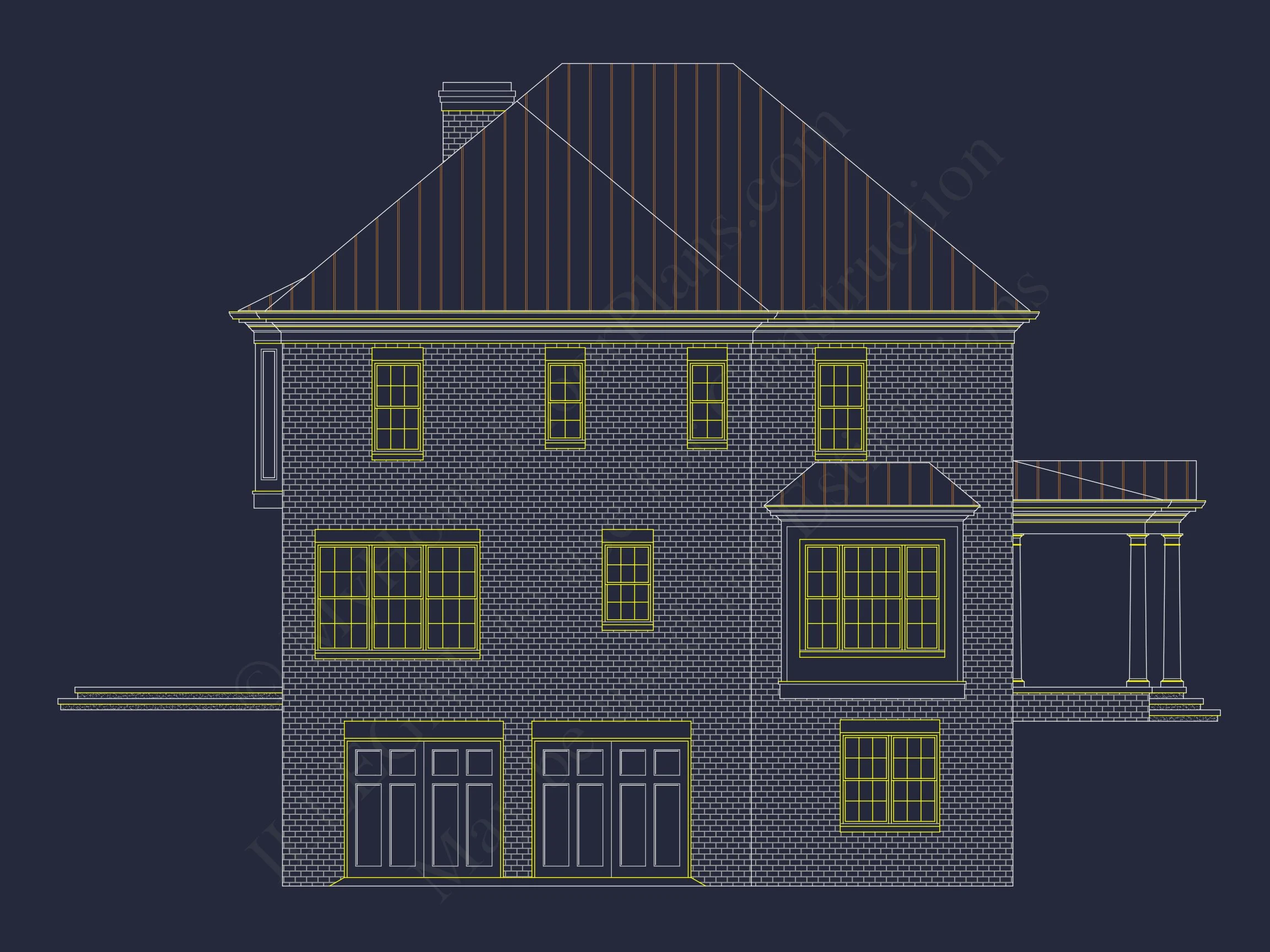 Colonial house Plan with Detailed Blueprint and CAD Designs