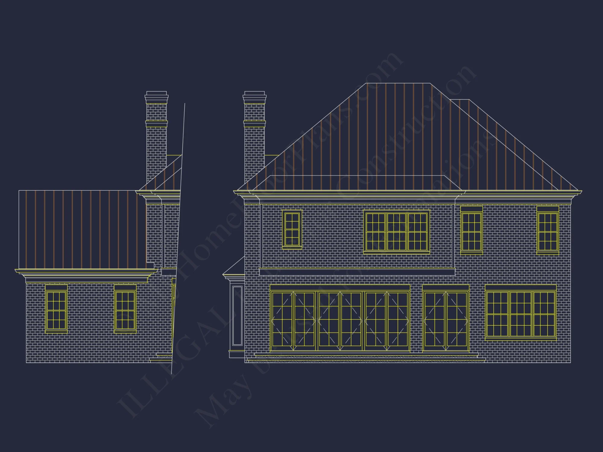 Colonial house Plan with Detailed Blueprint and CAD Designs