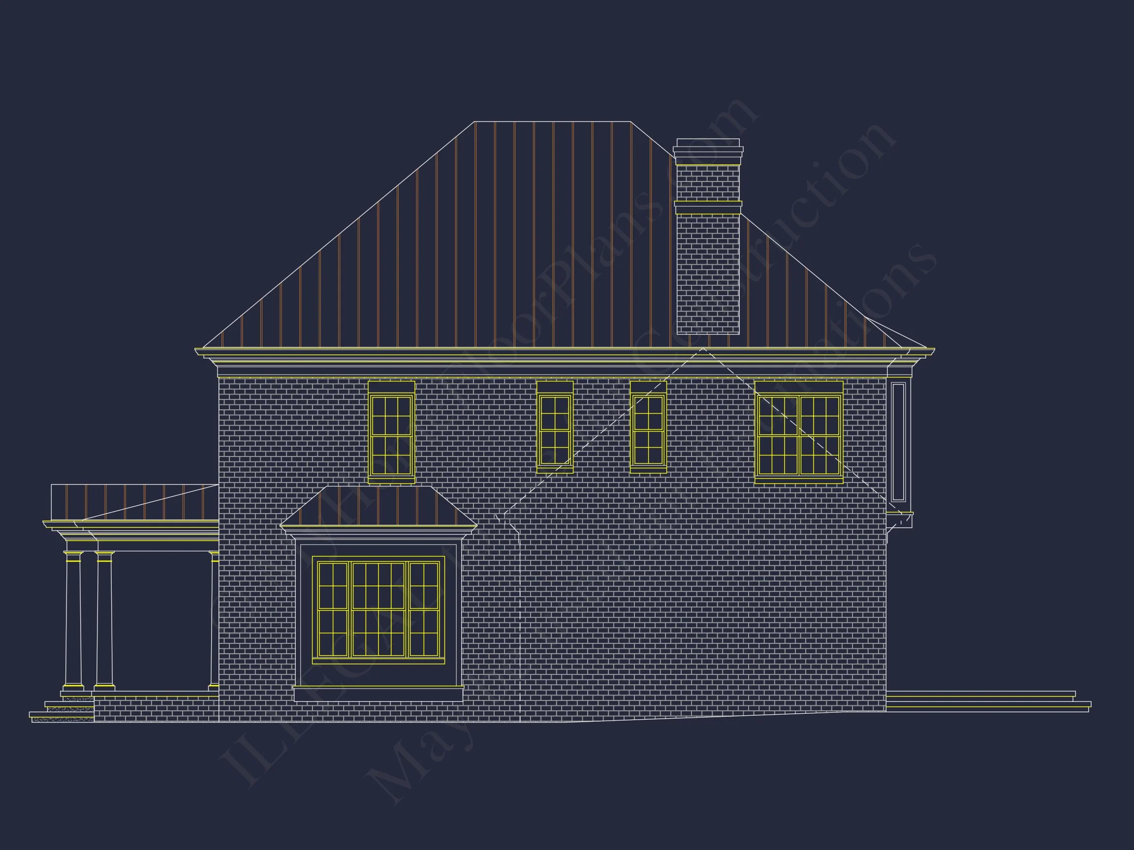 Colonial house Plan with Detailed Blueprint and CAD Designs