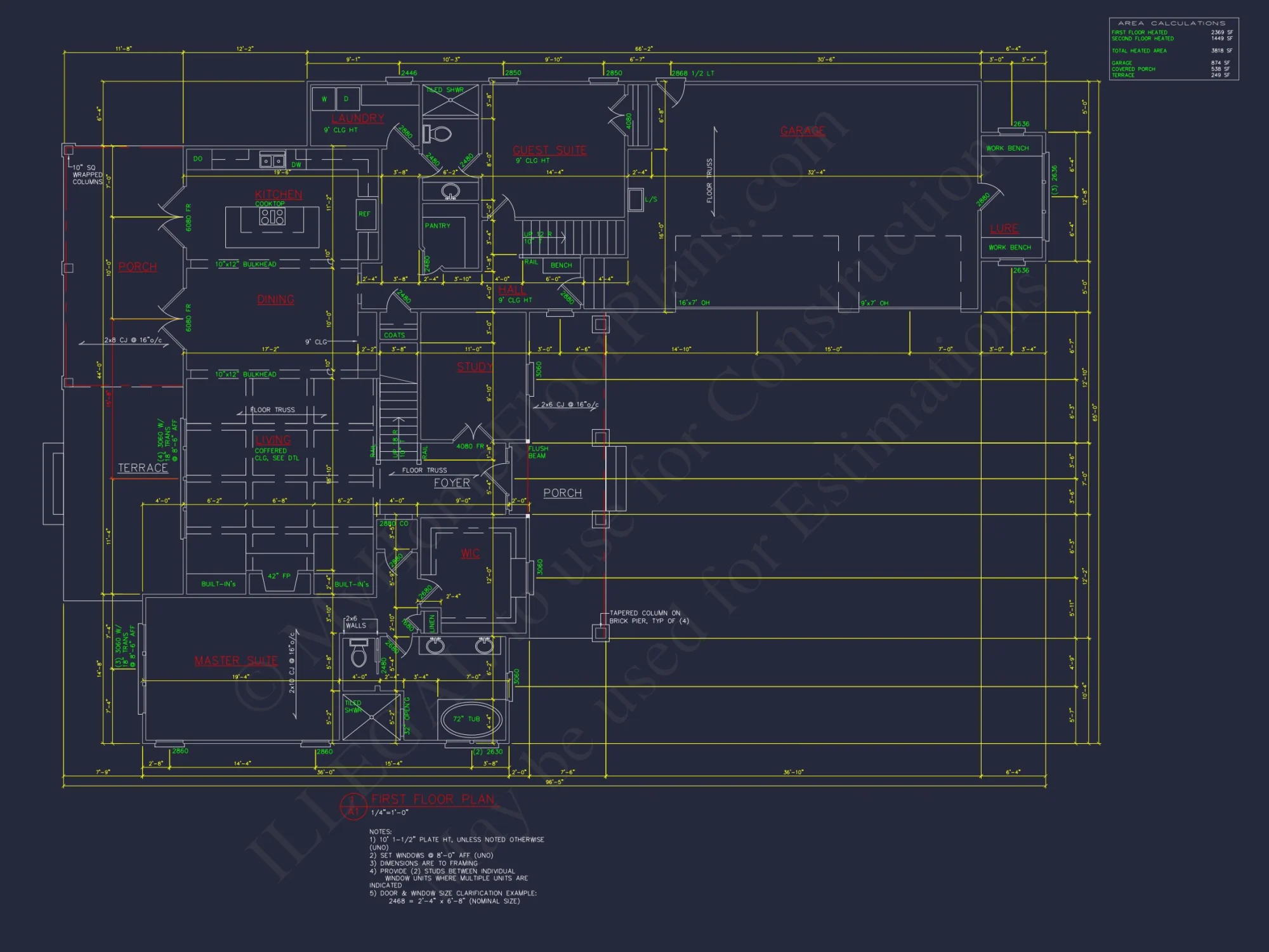 Traditional Craftsman Floor Plan with CAD Architecture