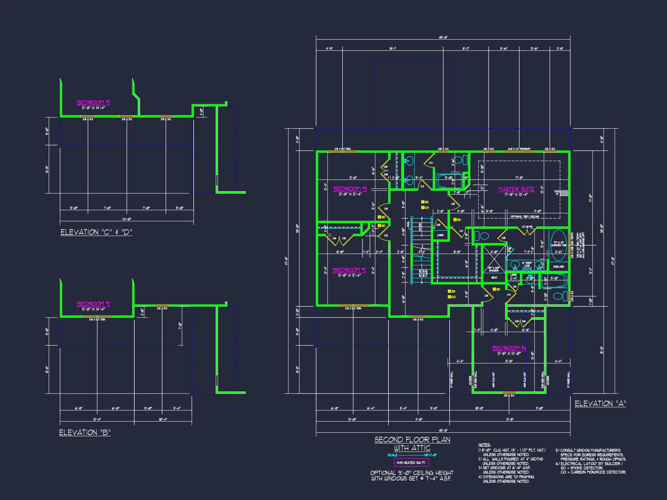 13-1317 HOUSE PLAN - Craftsman House Design with 2-Story Plan and CAD Blueprints 13 Craftsman house Design with 2-Story Plan and CAD Blueprints