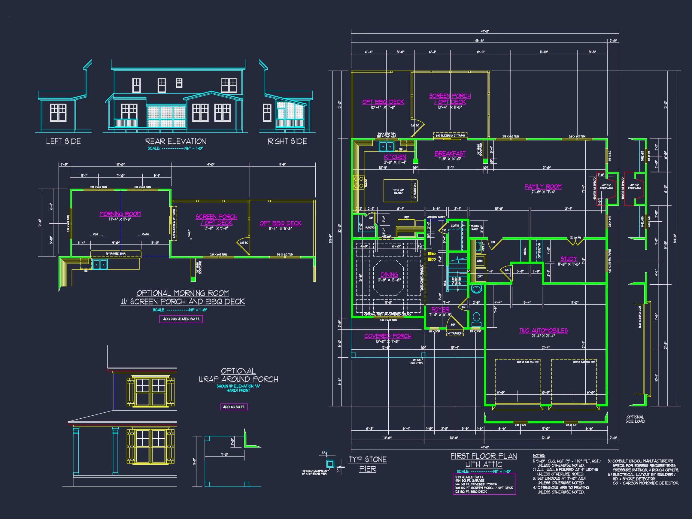 13-1317 HOUSE PLAN - Craftsman House Design with 2-Story Plan and CAD Blueprints 9 Craftsman house Design with 2-Story Plan and CAD Blueprints