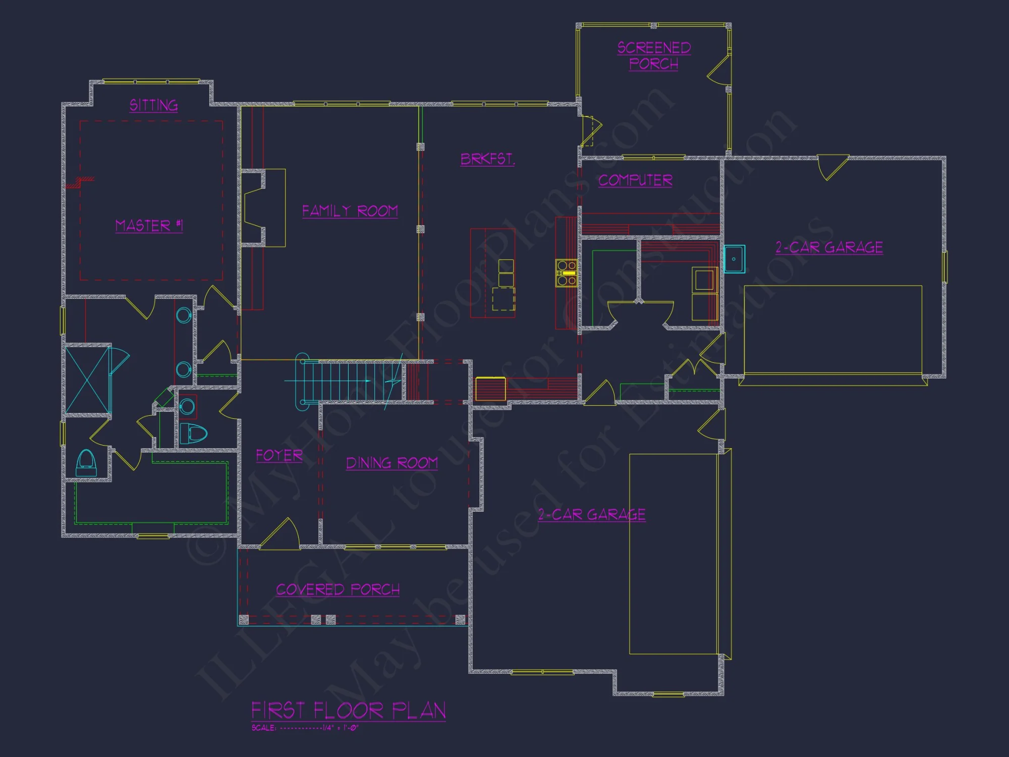 Traditional Craftsman house Plan with Vaulted Ceilings & 2 Owner Suites