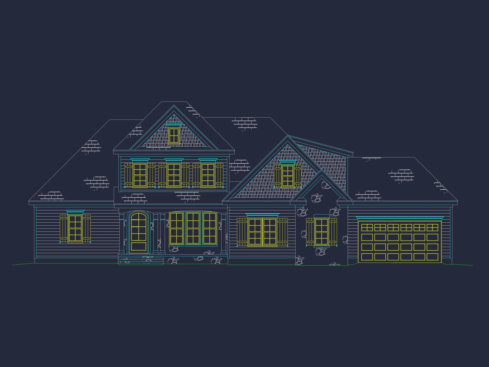 Traditional Craftsman house Plan with Vaulted Ceilings & 2 Owner Suites