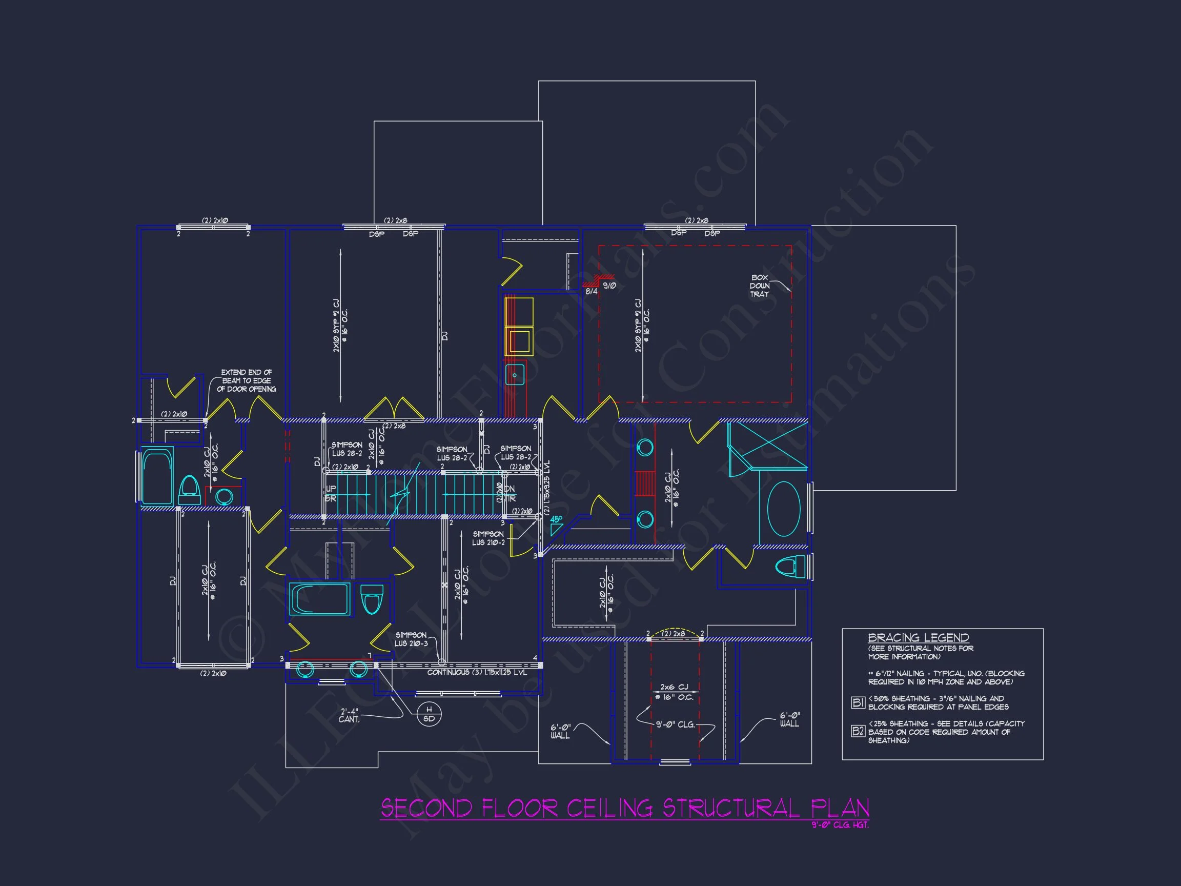 Blueprint house Floor Plan Designs With CAD Architecture