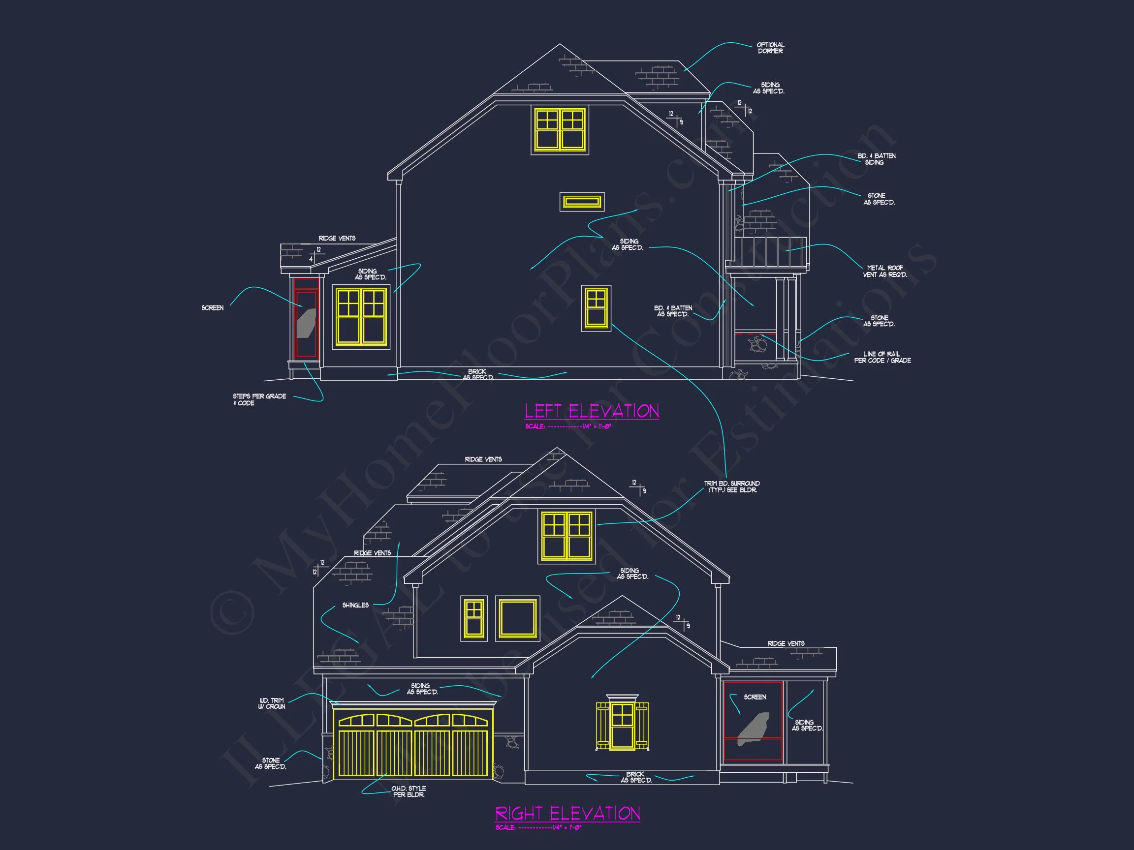 Blueprint house Floor Plan Designs With CAD Architecture