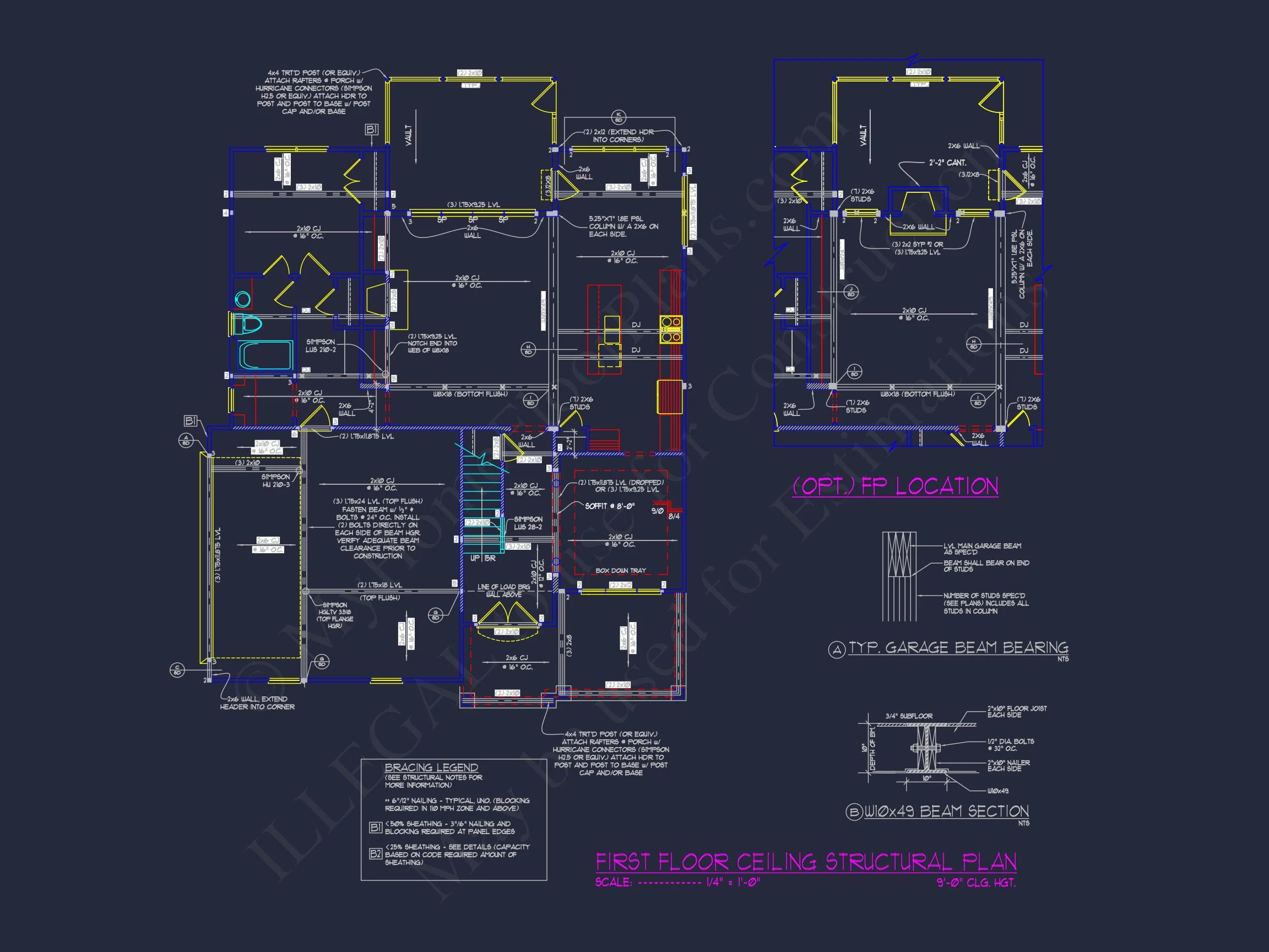 Craftsman house Floor Plan: Blueprint & CAD for Designers