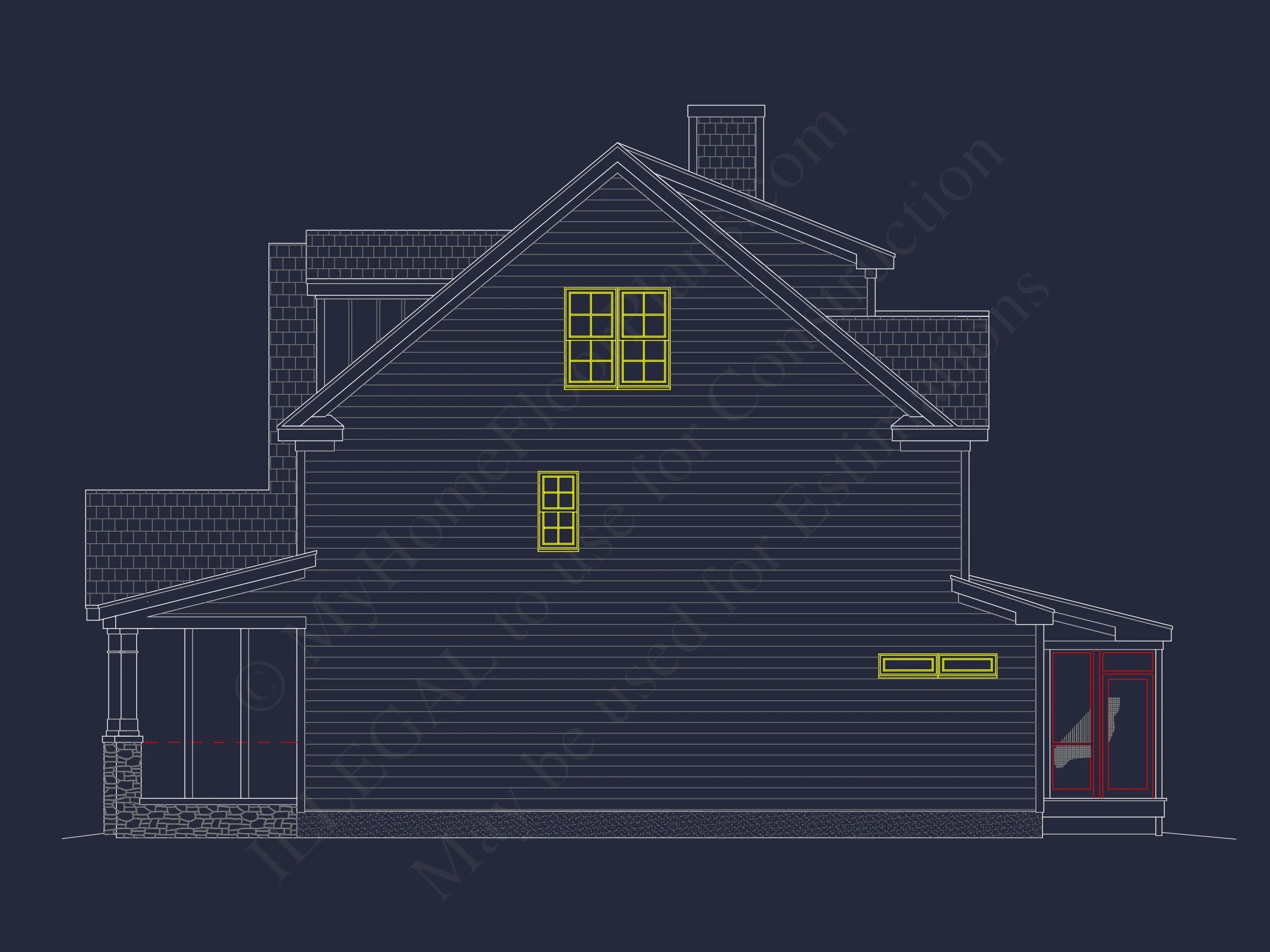 Craftsman house Floor Plan: Blueprint & CAD for Designers