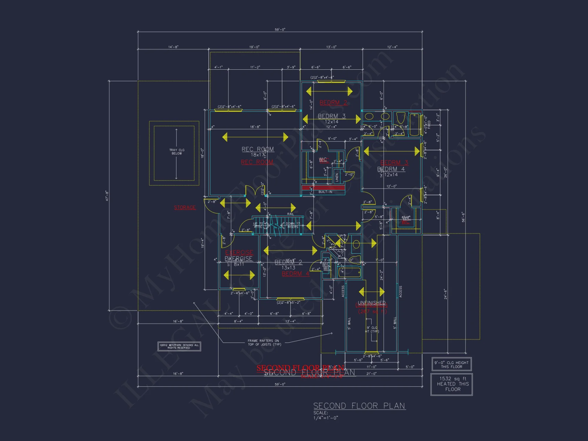 Spacious house Blueprint with 5 Bedrooms and CAD Designs