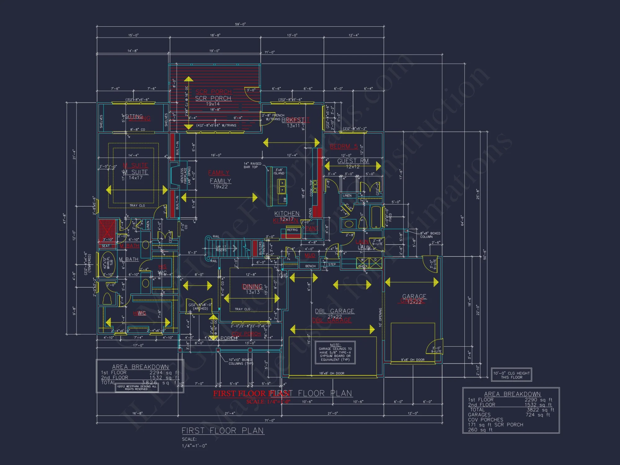 Spacious house Blueprint with 5 Bedrooms and CAD Designs