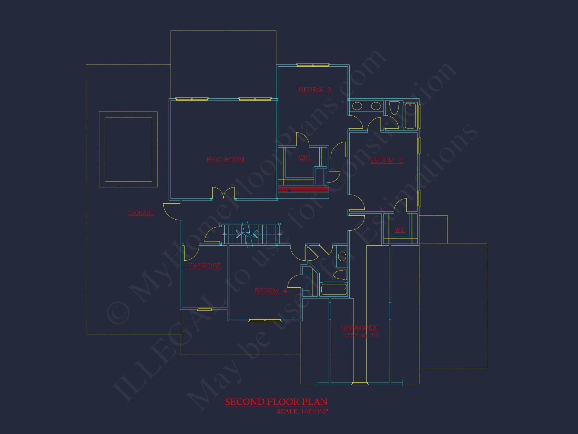 Spacious house Blueprint with 5 Bedrooms and CAD Designs