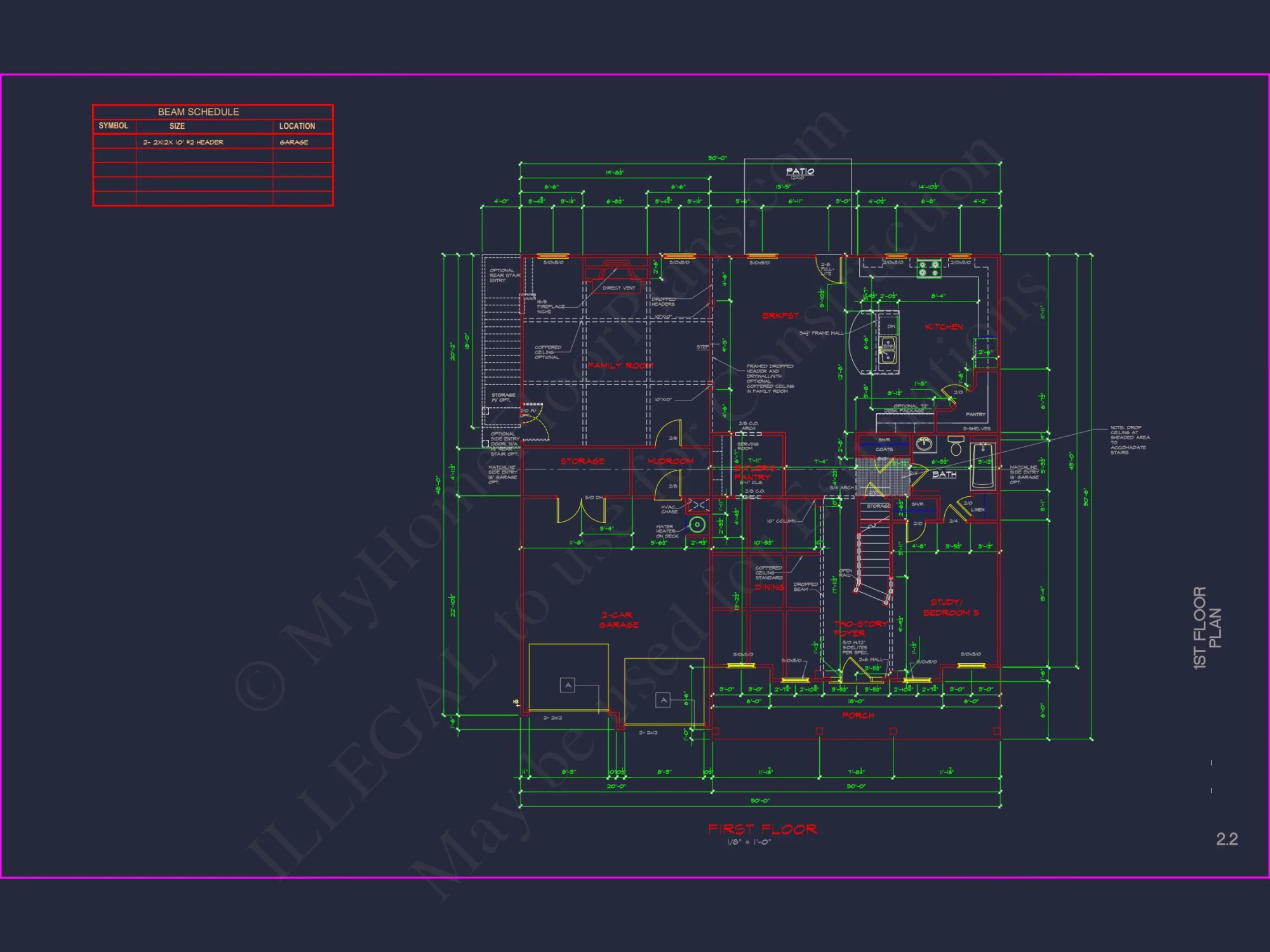 Spacious house Plan with 2 Floors, 5 Bedrooms, and 3-Car Garage