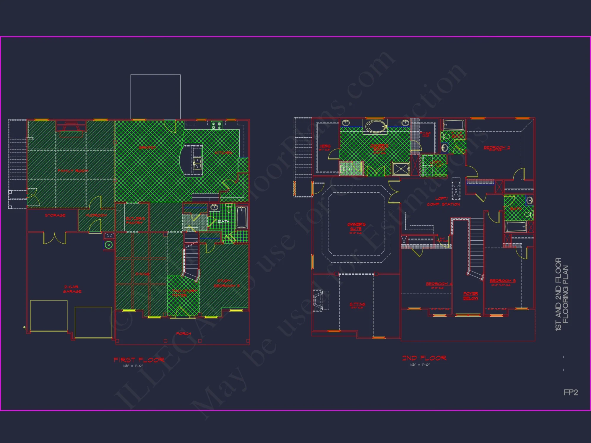 Spacious house Plan with 2 Floors, 5 Bedrooms, and 3-Car Garage