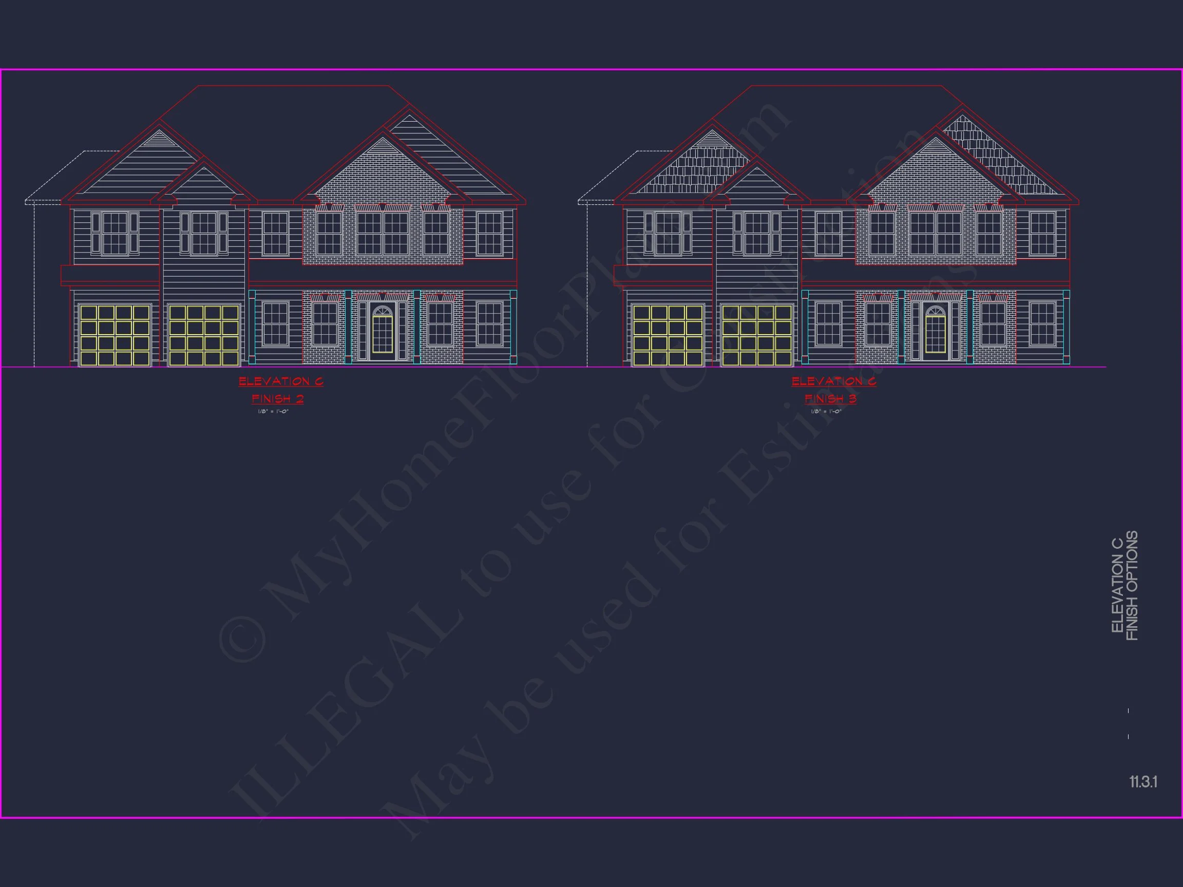 Spacious house Plan with 2 Floors, 5 Bedrooms, and 3-Car Garage