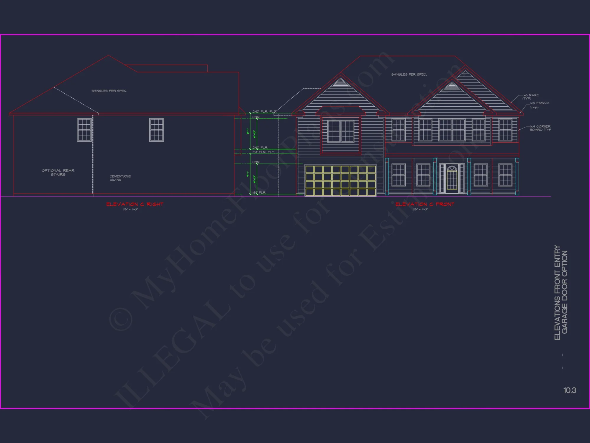 Spacious house Plan with 2 Floors, 5 Bedrooms, and 3-Car Garage