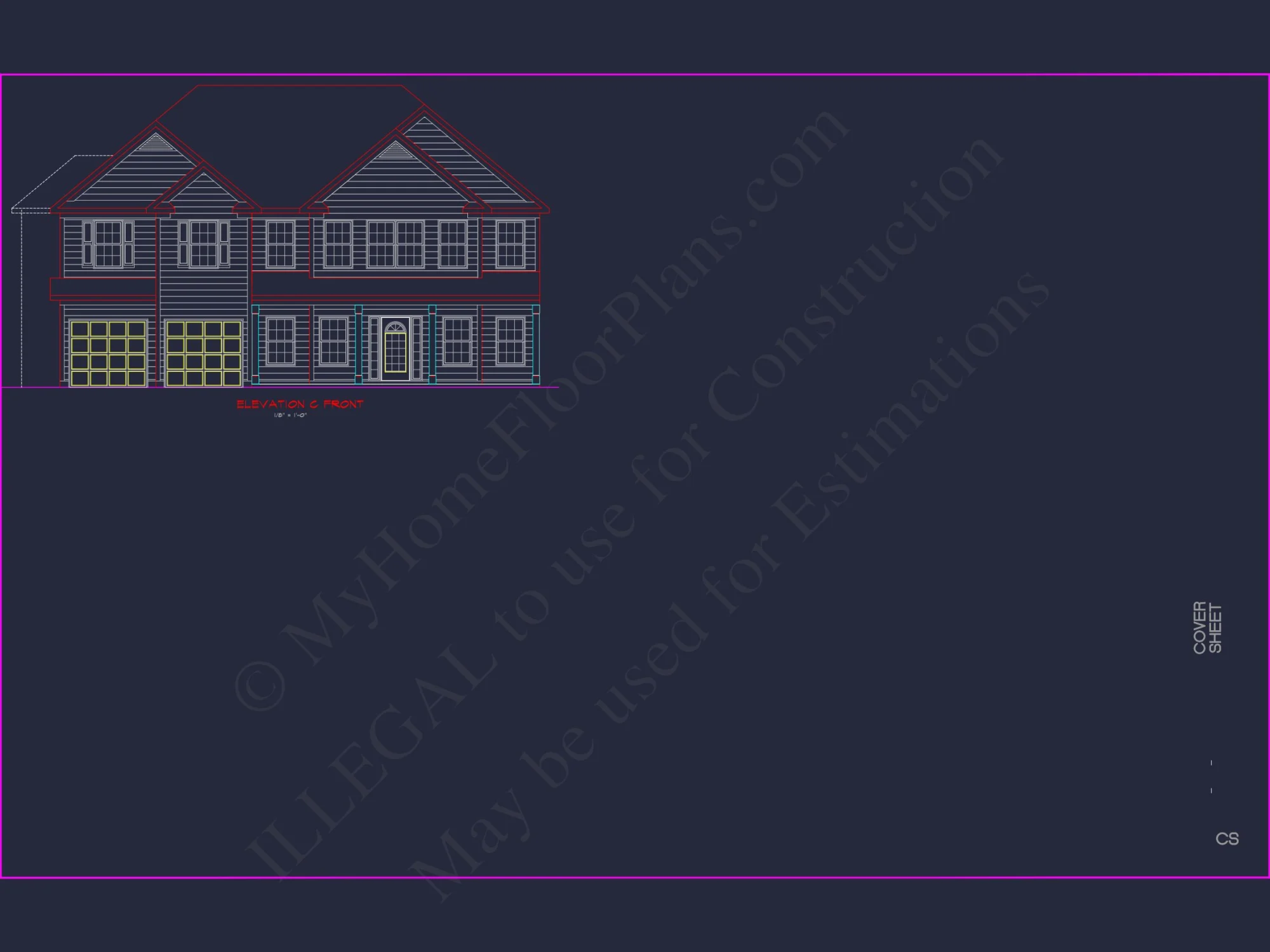 Spacious house Plan with 2 Floors, 5 Bedrooms, and 3-Car Garage