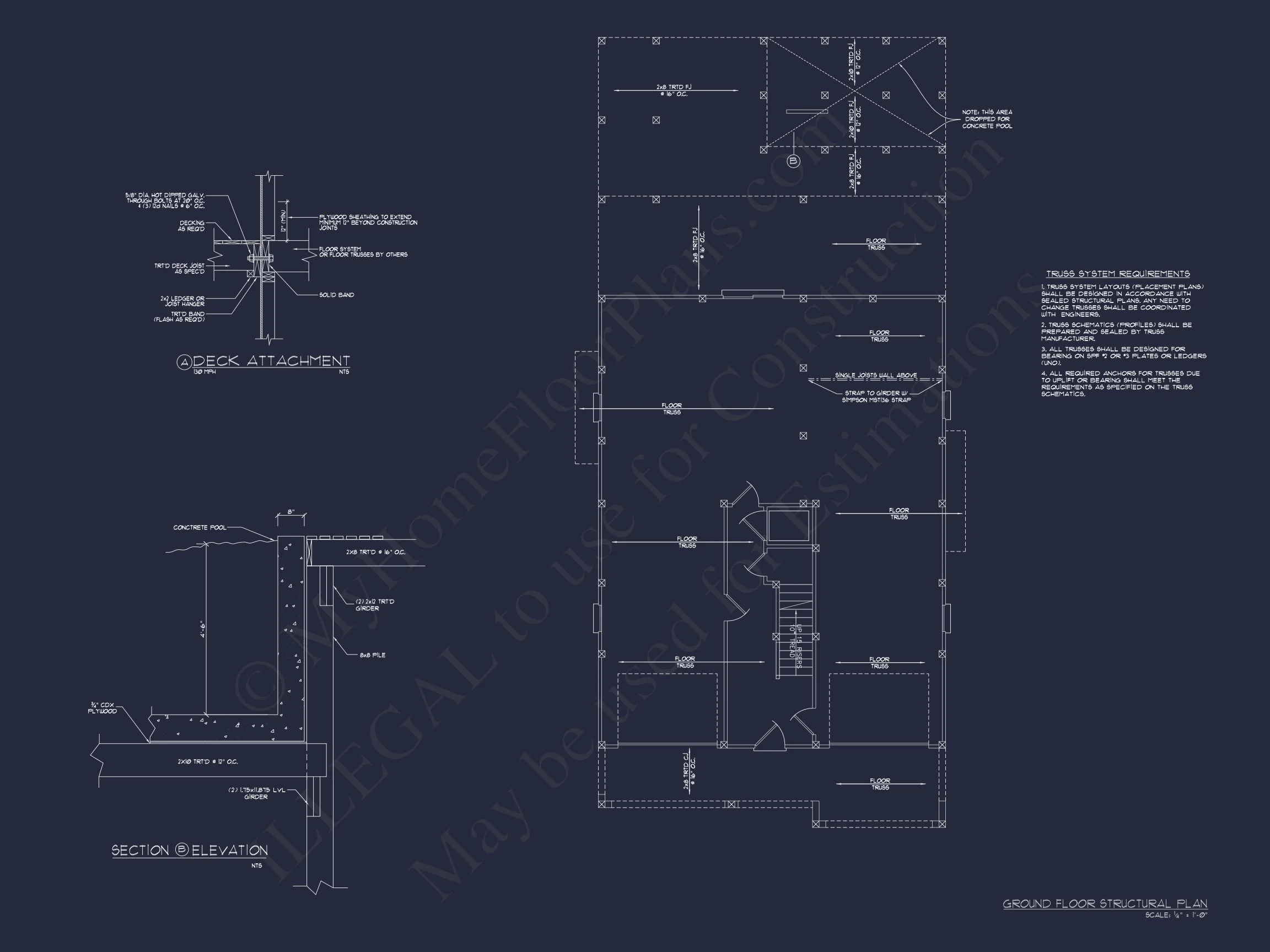 Elegant Beach house Plan with Detailed CAD Blueprint Designs