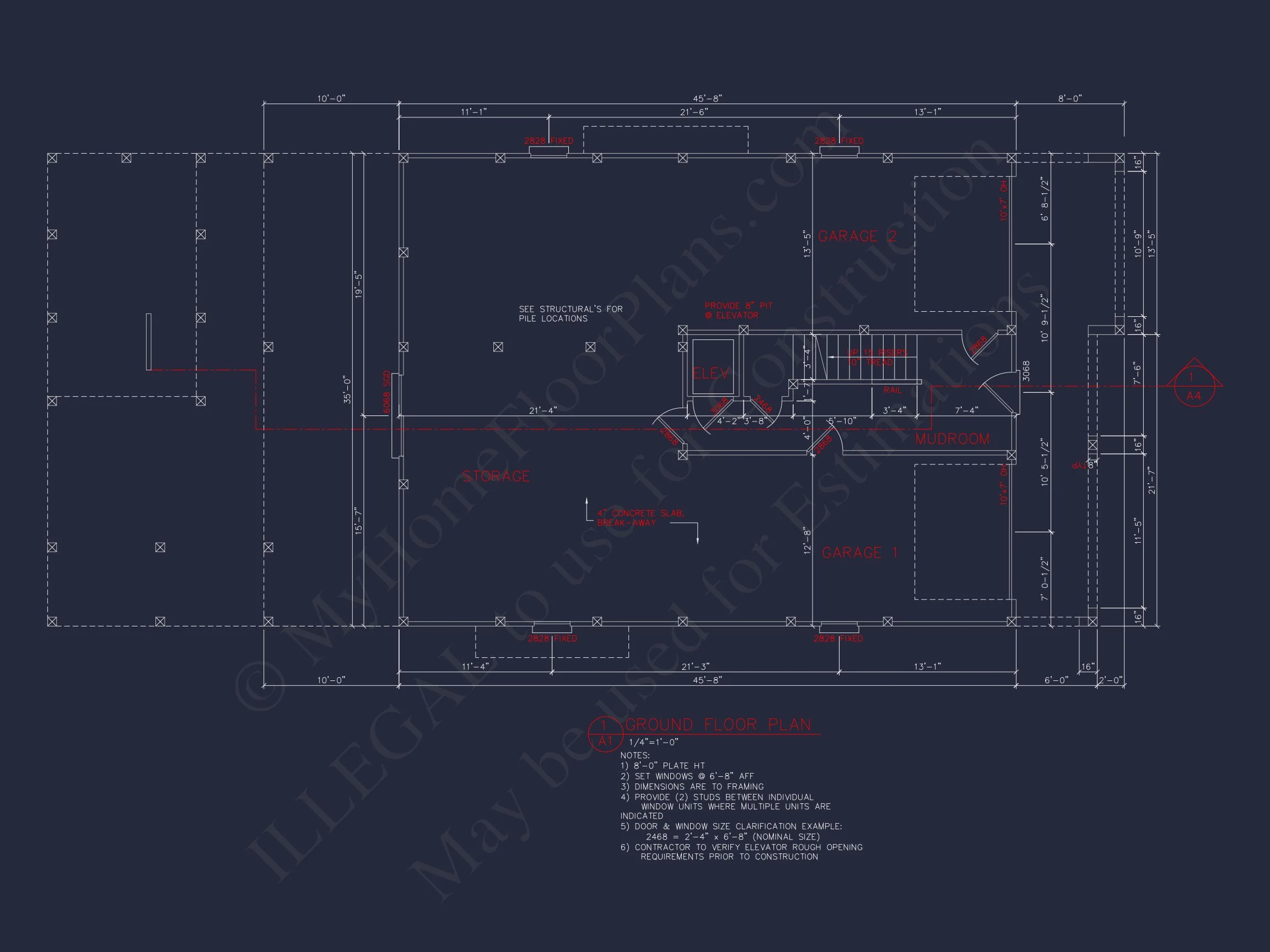 Elegant Beach house Plan with Detailed CAD Blueprint Designs