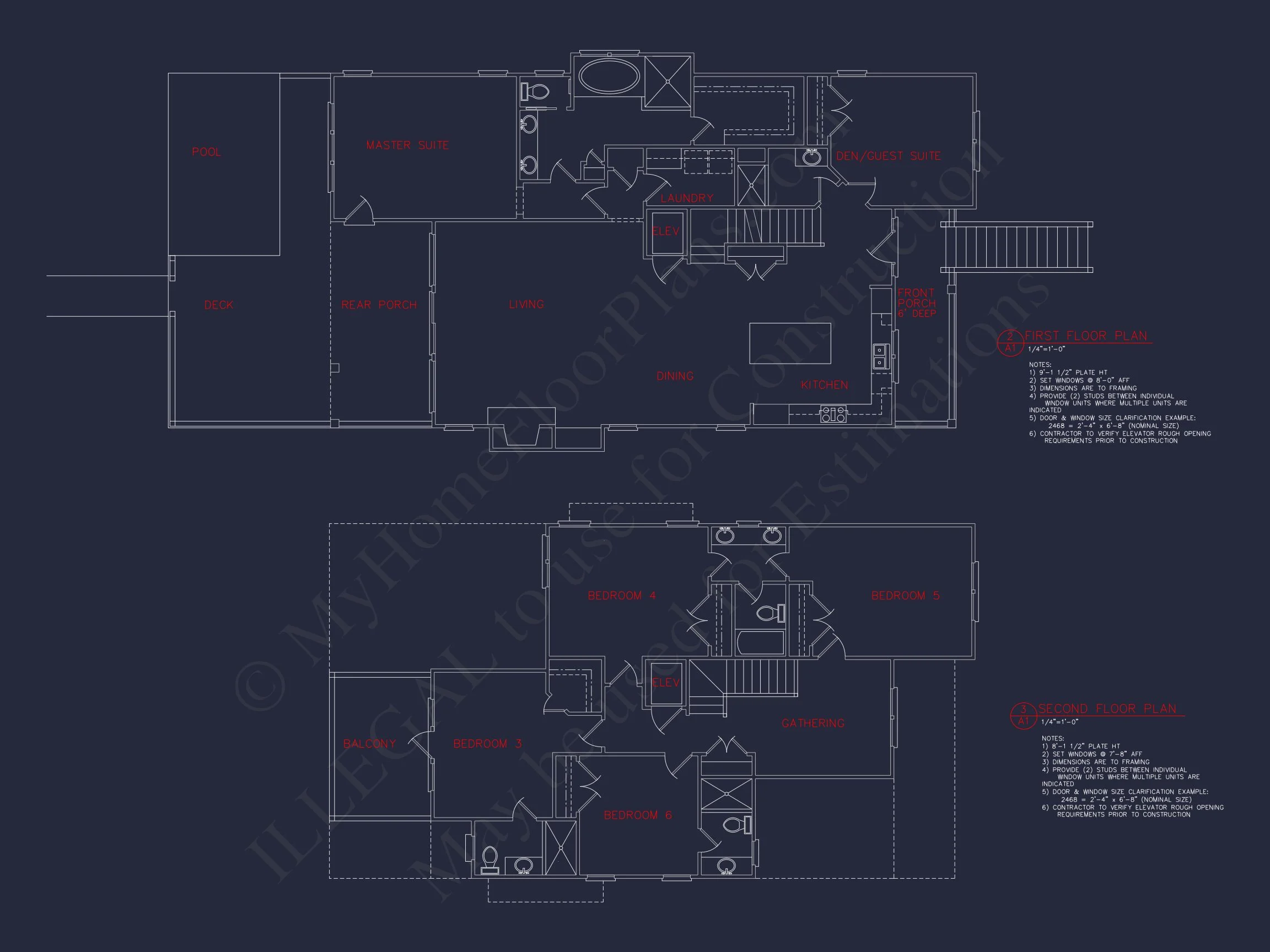 Elegant Beach house Plan with Detailed CAD Blueprint Designs