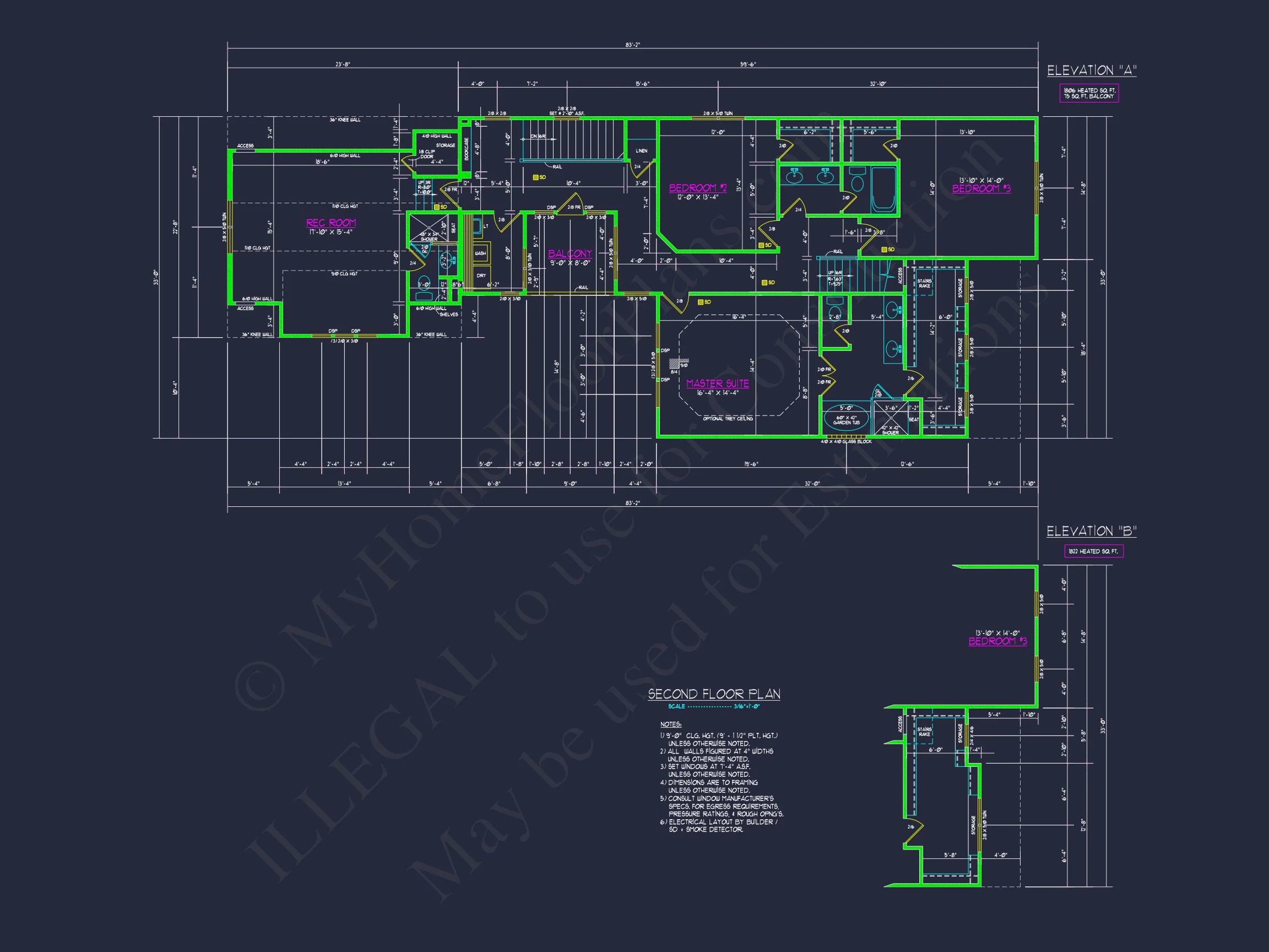 Modern Craftsman house Plan with 2 Floors and Unique Features