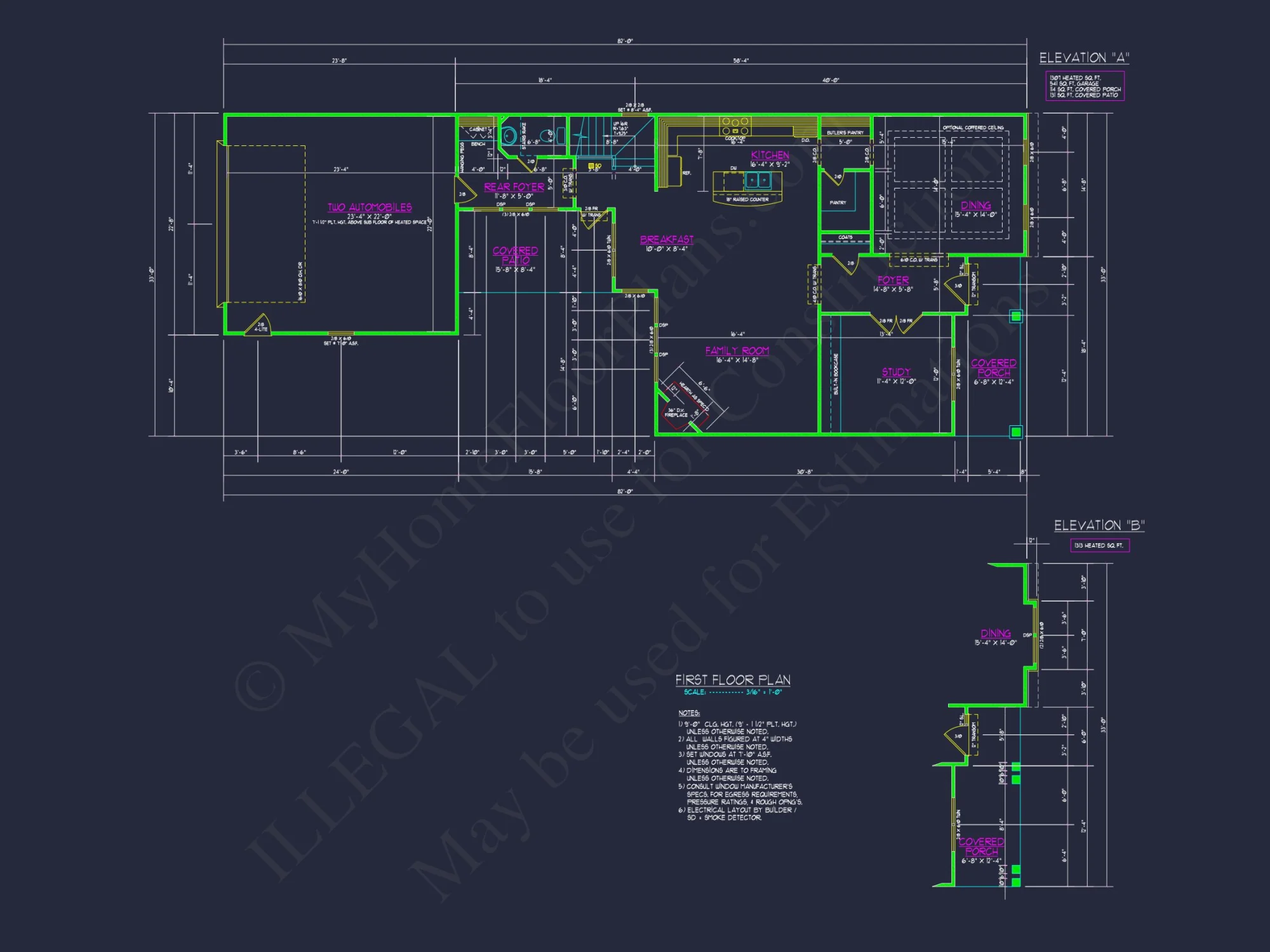 Modern Craftsman house Plan with 2 Floors and Unique Features