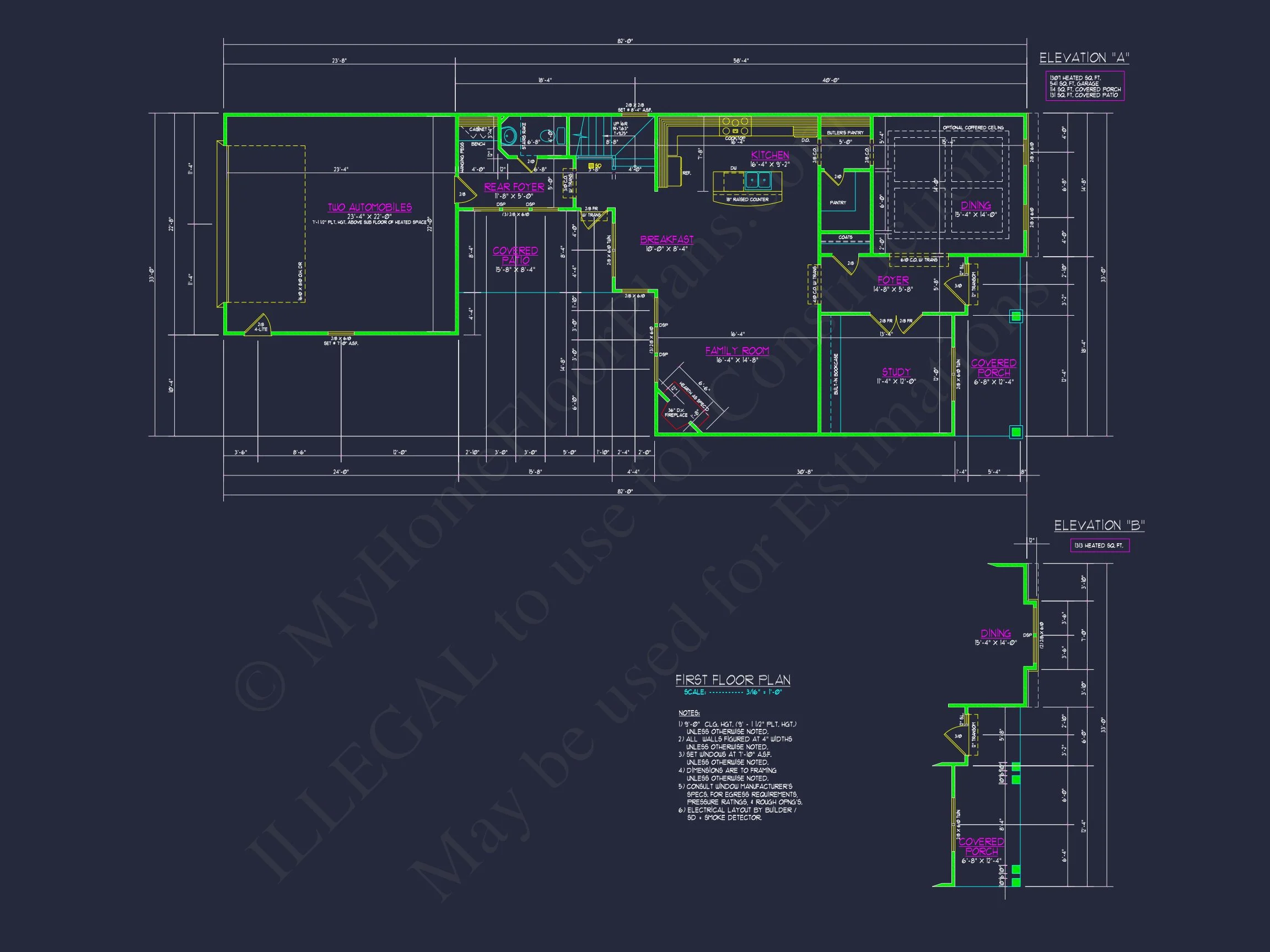 Modern Craftsman house Plan with 2 Floors and Unique Features
