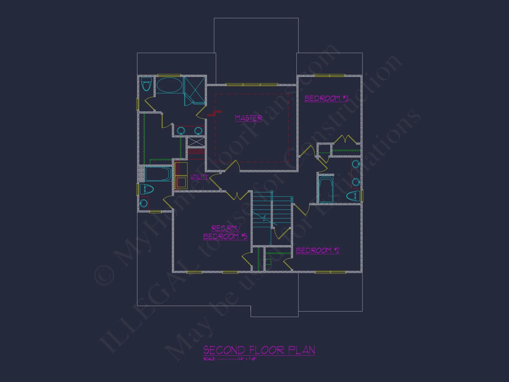 Spacious 5-Bedroom house Plan with 3-Car Garage and CAD Blueprints