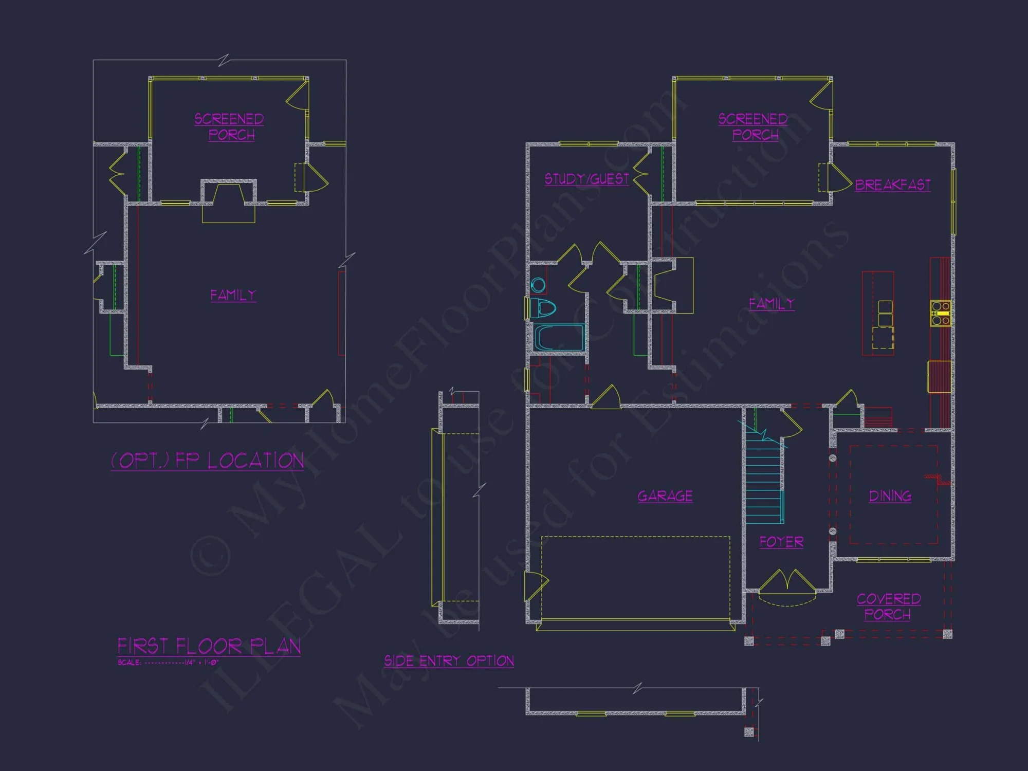 Spacious 5-Bedroom house Plan with 3-Car Garage and CAD Blueprints