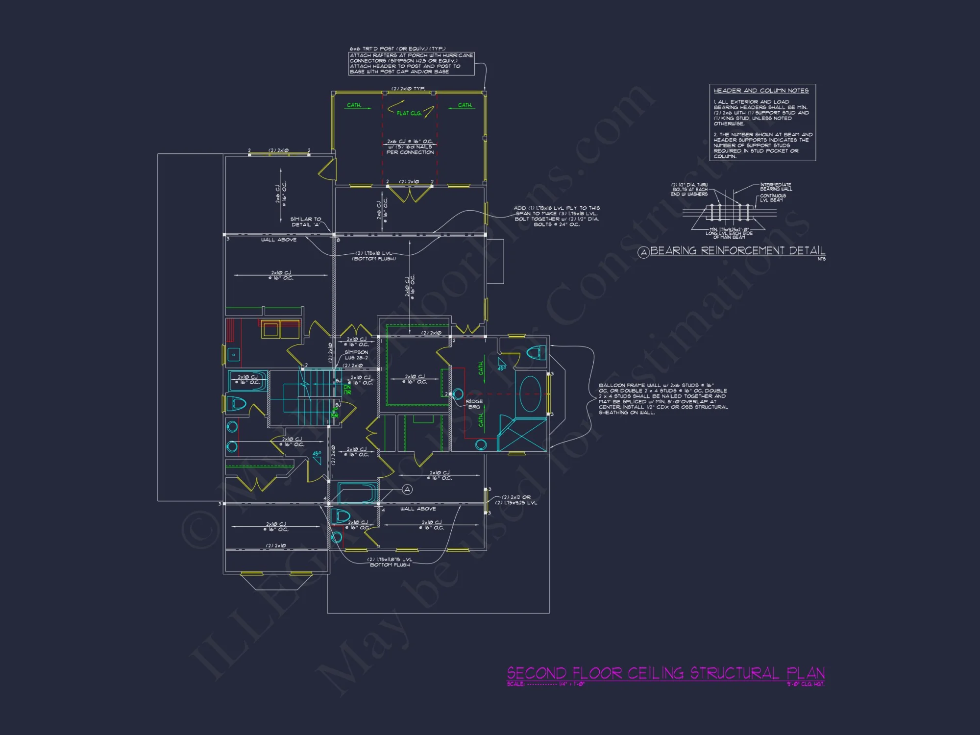 Colonial Revival house Plan with Full Blueprint and CAD Design