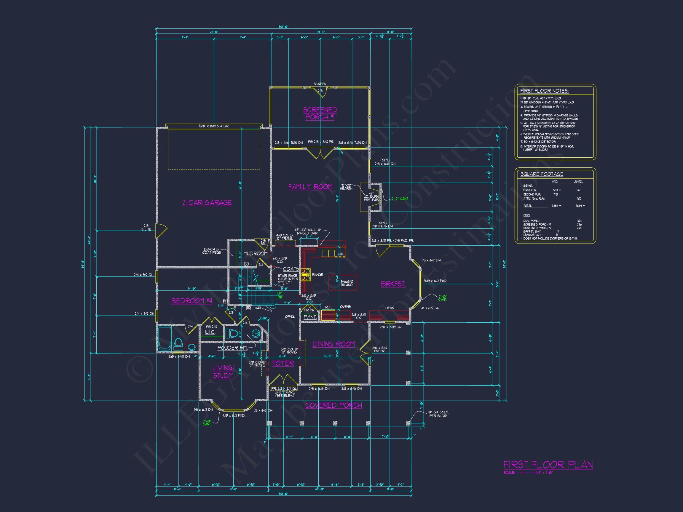 11-2029 HOUSE PLAN - Colonial Revival House Plan with Full Blueprint and CAD Design 7 Colonial Revival house Plan with Full Blueprint and CAD Design