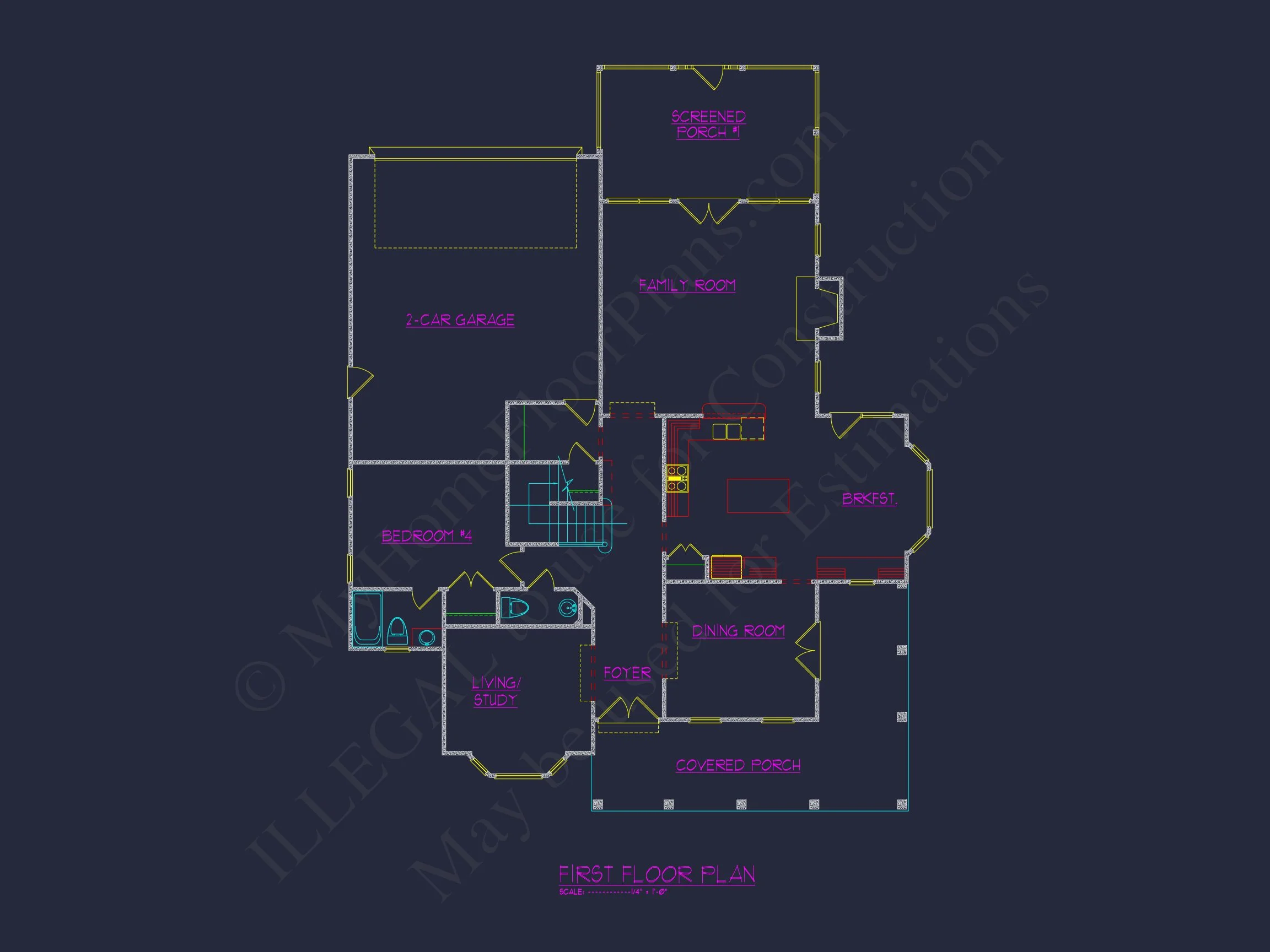 11-2029 HOUSE PLAN - Colonial Revival House Plan with Full Blueprint and CAD Design 4 Colonial Revival house Plan with Full Blueprint and CAD Design