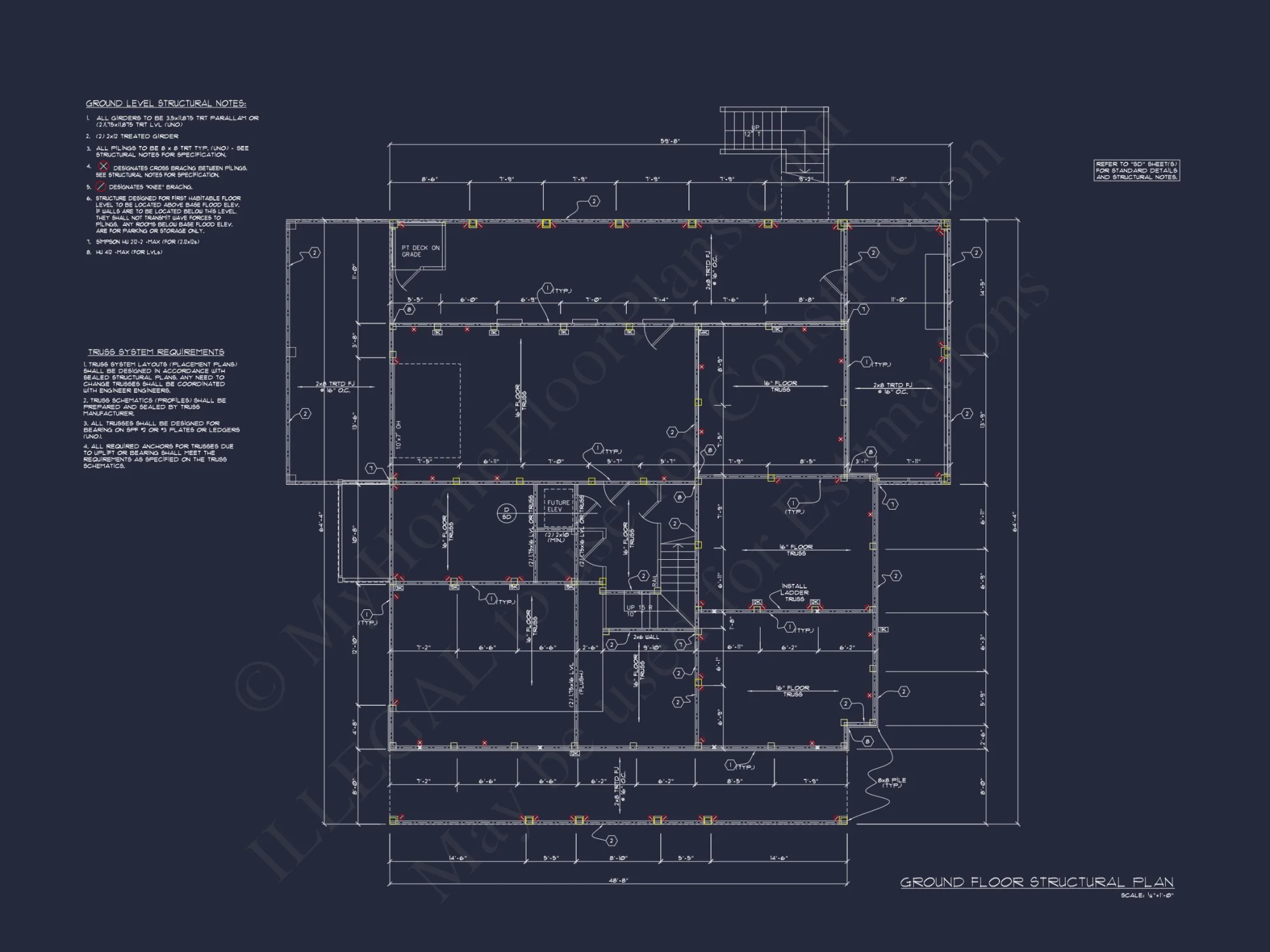 Custom house Blueprint with 5 Beds, Open Floor Plan — CAD Designs