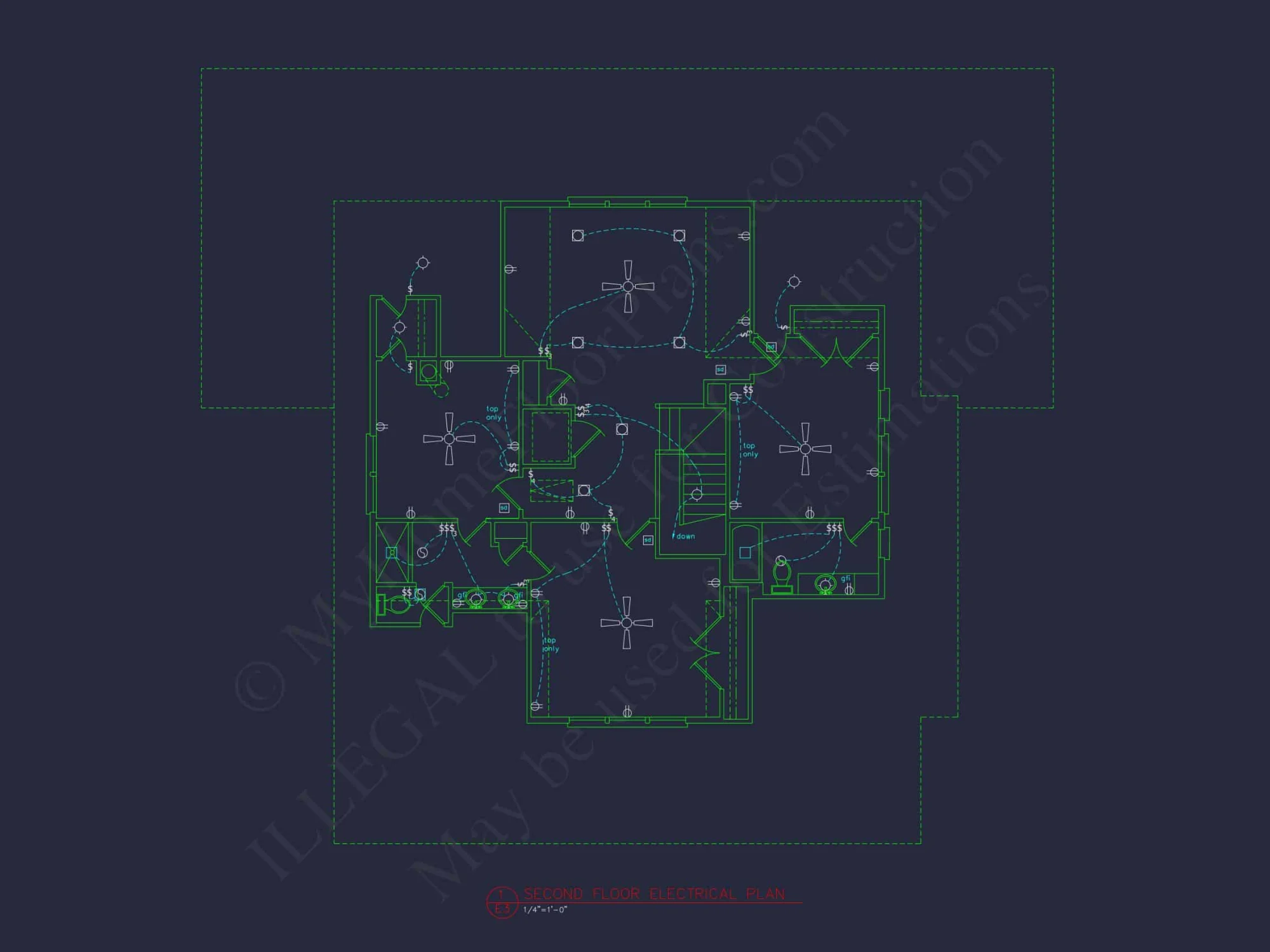 Custom house Blueprint with 5 Beds, Open Floor Plan — CAD Designs