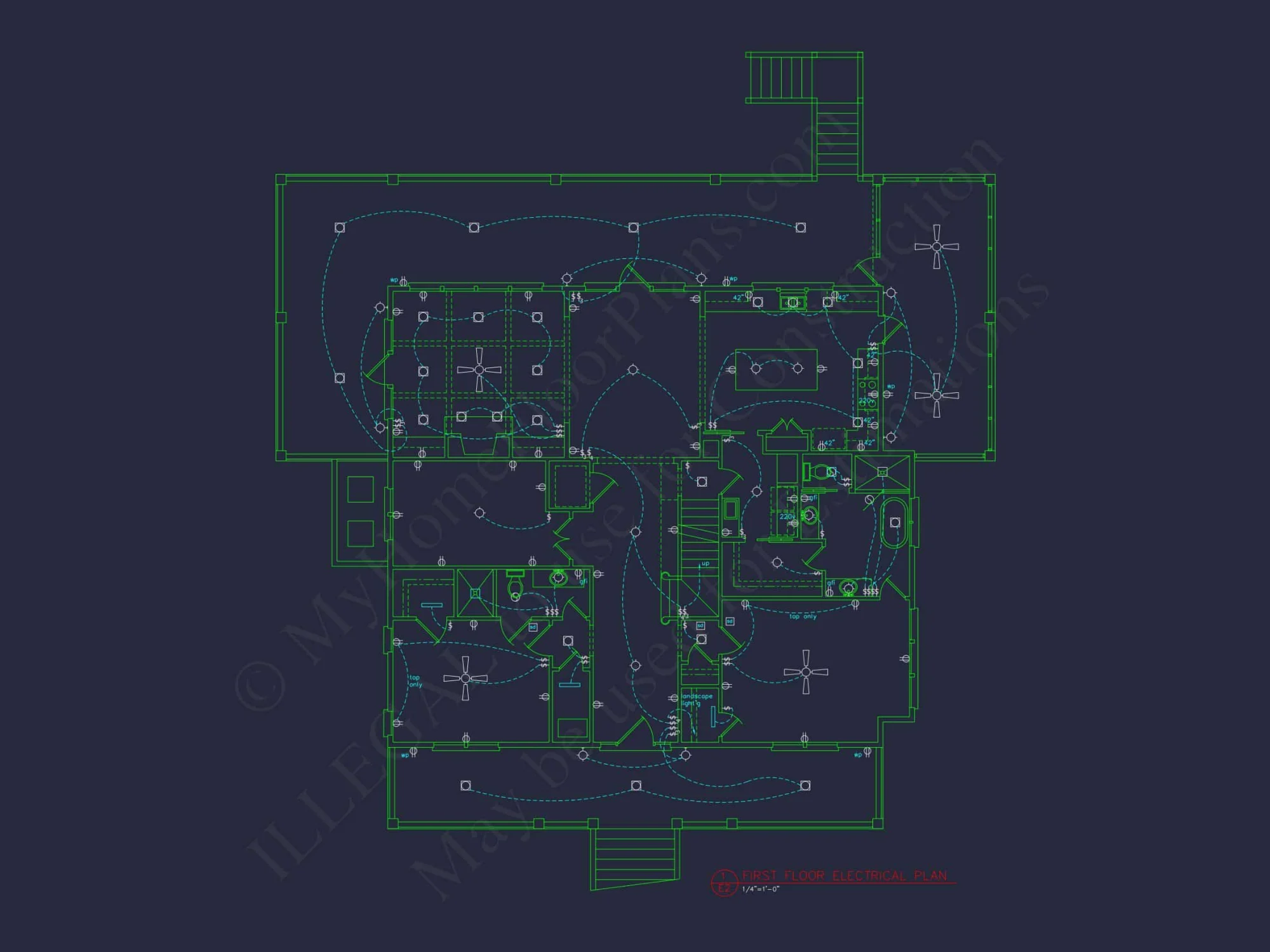 Custom house Blueprint with 5 Beds, Open Floor Plan — CAD Designs