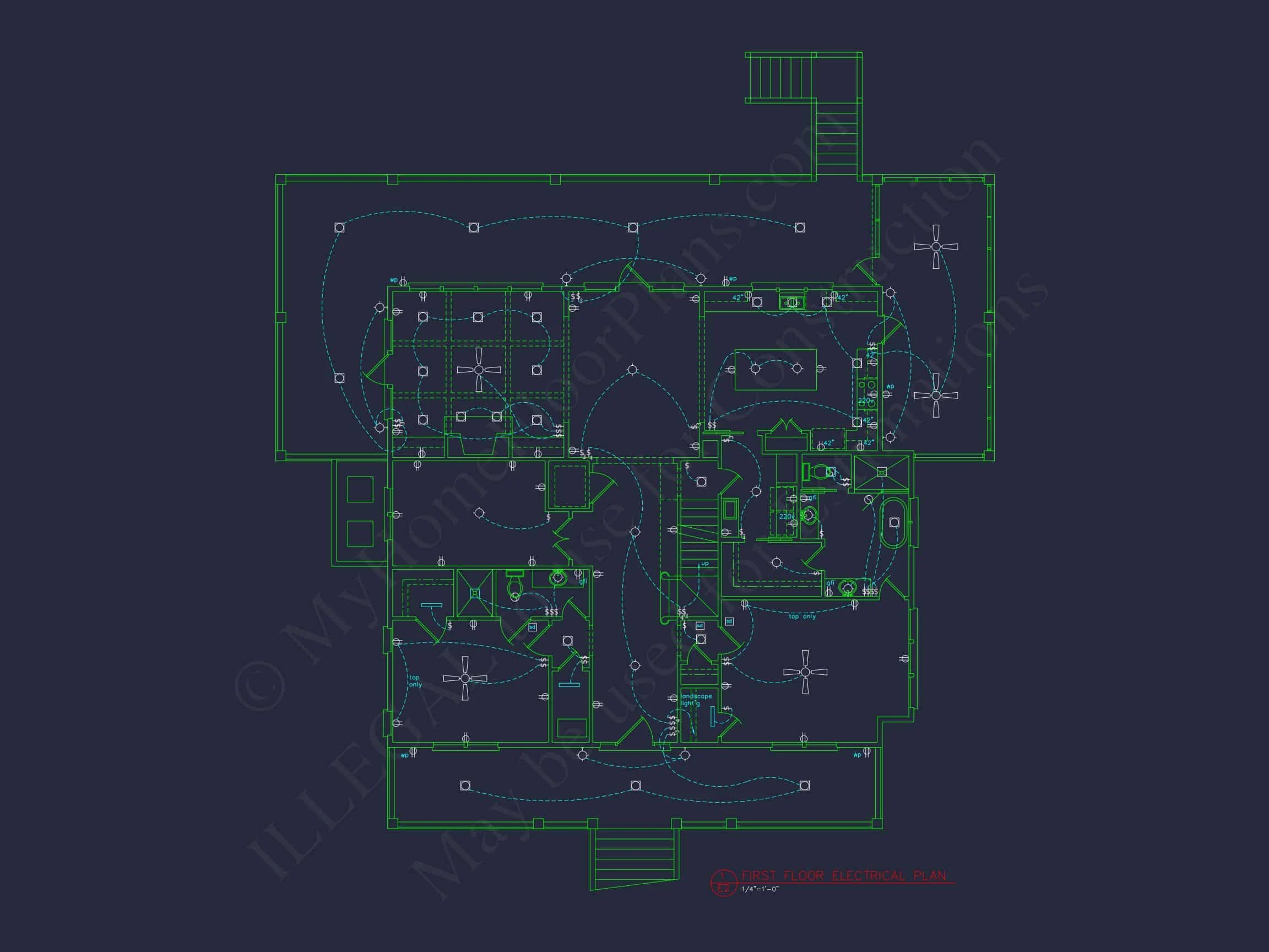 11-1974 HOUSE PLAN - Custom House Blueprint with 5 Beds, Open Floor Plan — CAD Designs 9 Custom house Blueprint with 5 Beds, Open Floor Plan — CAD Designs