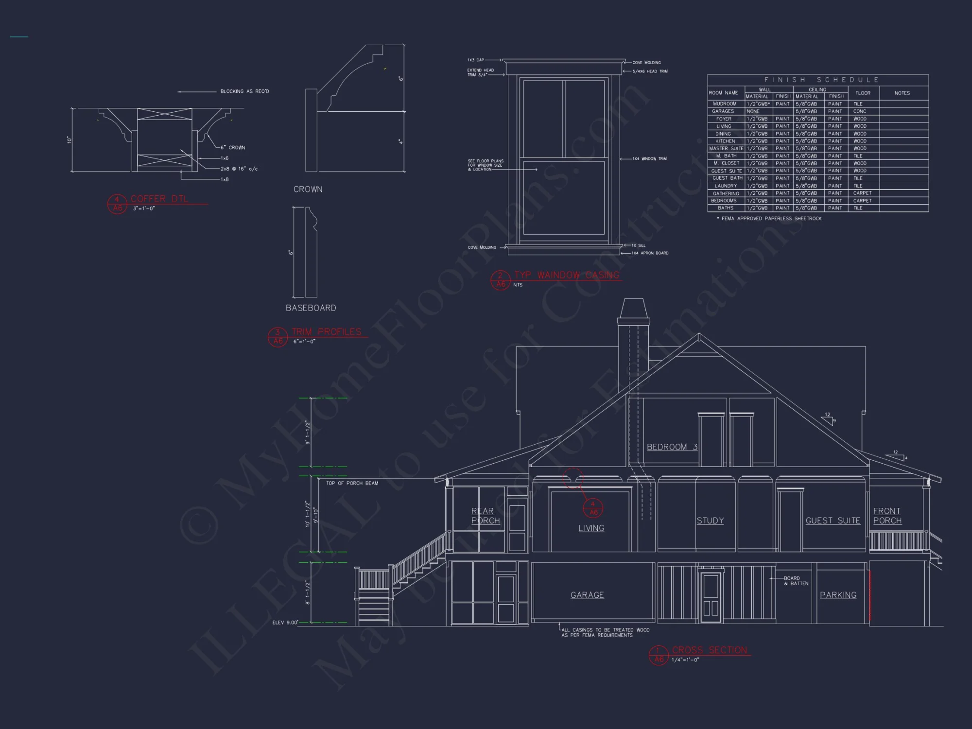 Custom house Blueprint with 5 Beds, Open Floor Plan — CAD Designs