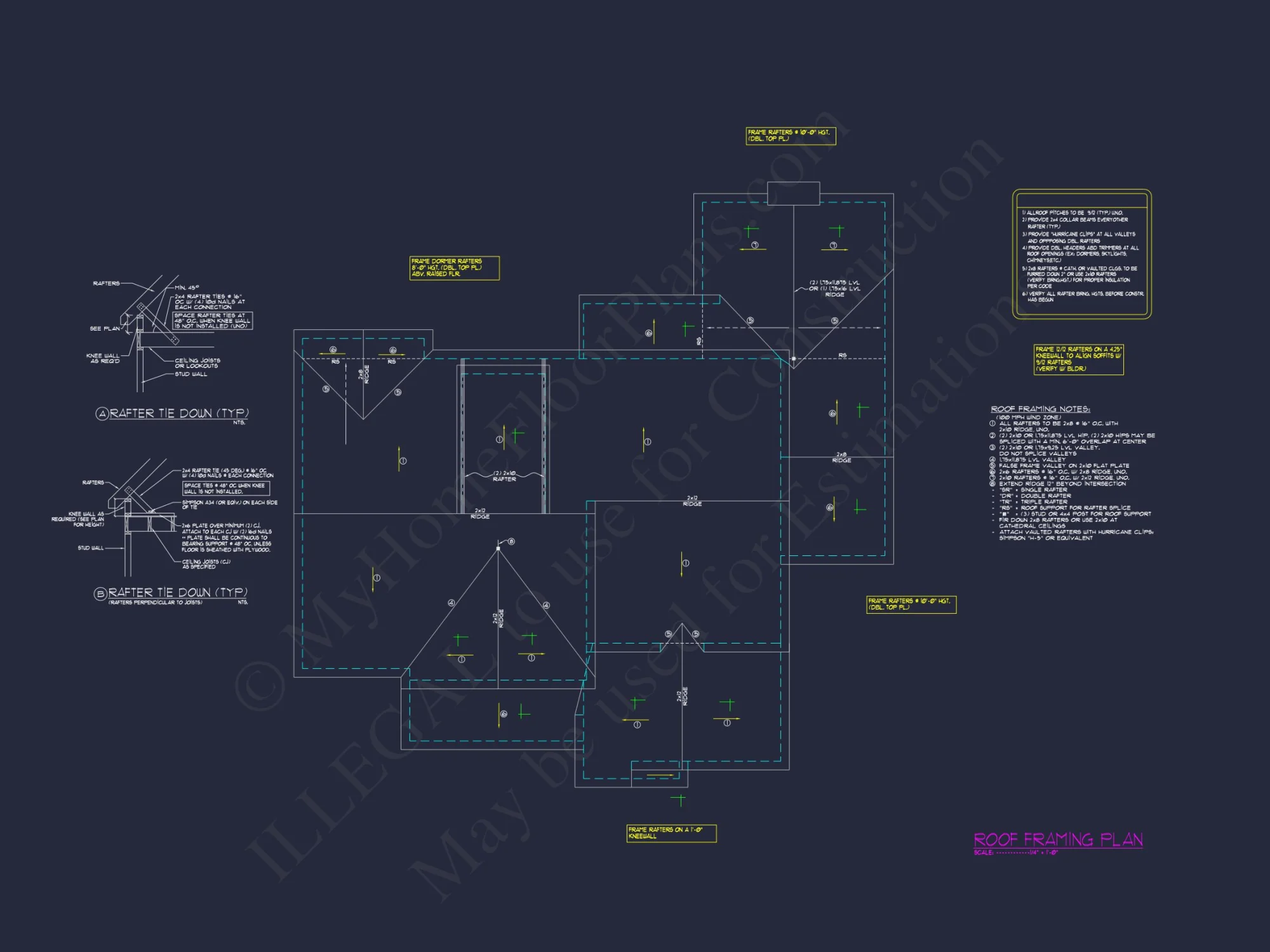 Customizable house Plan with 4 Beds, 2.5 Floors, CAD Blueprint
