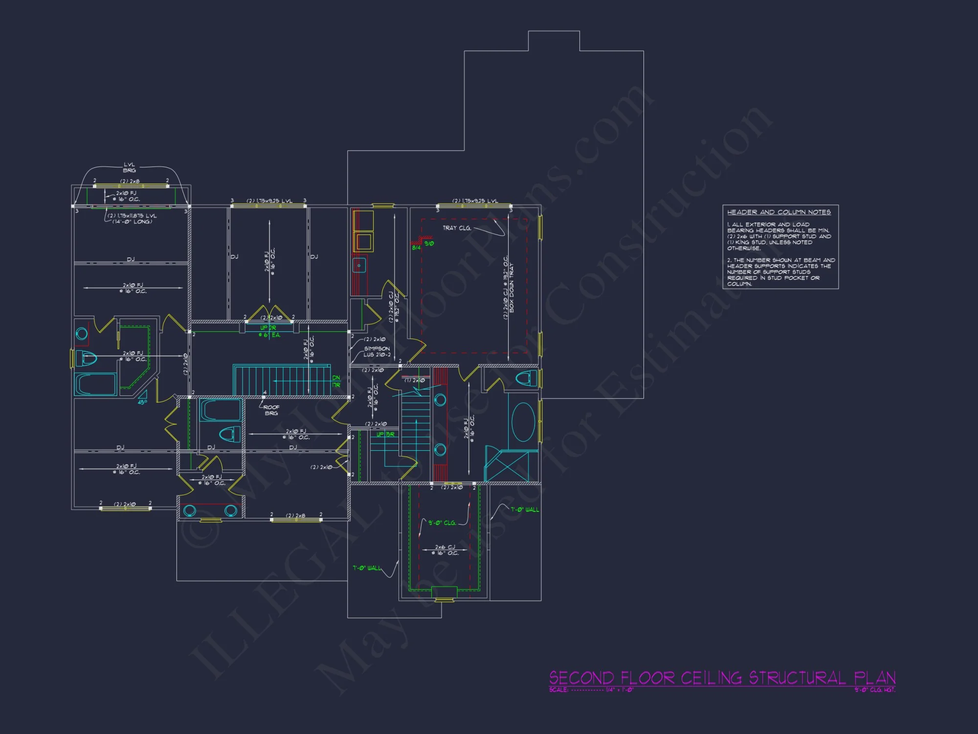Customizable house Plan with 4 Beds, 2.5 Floors, CAD Blueprint