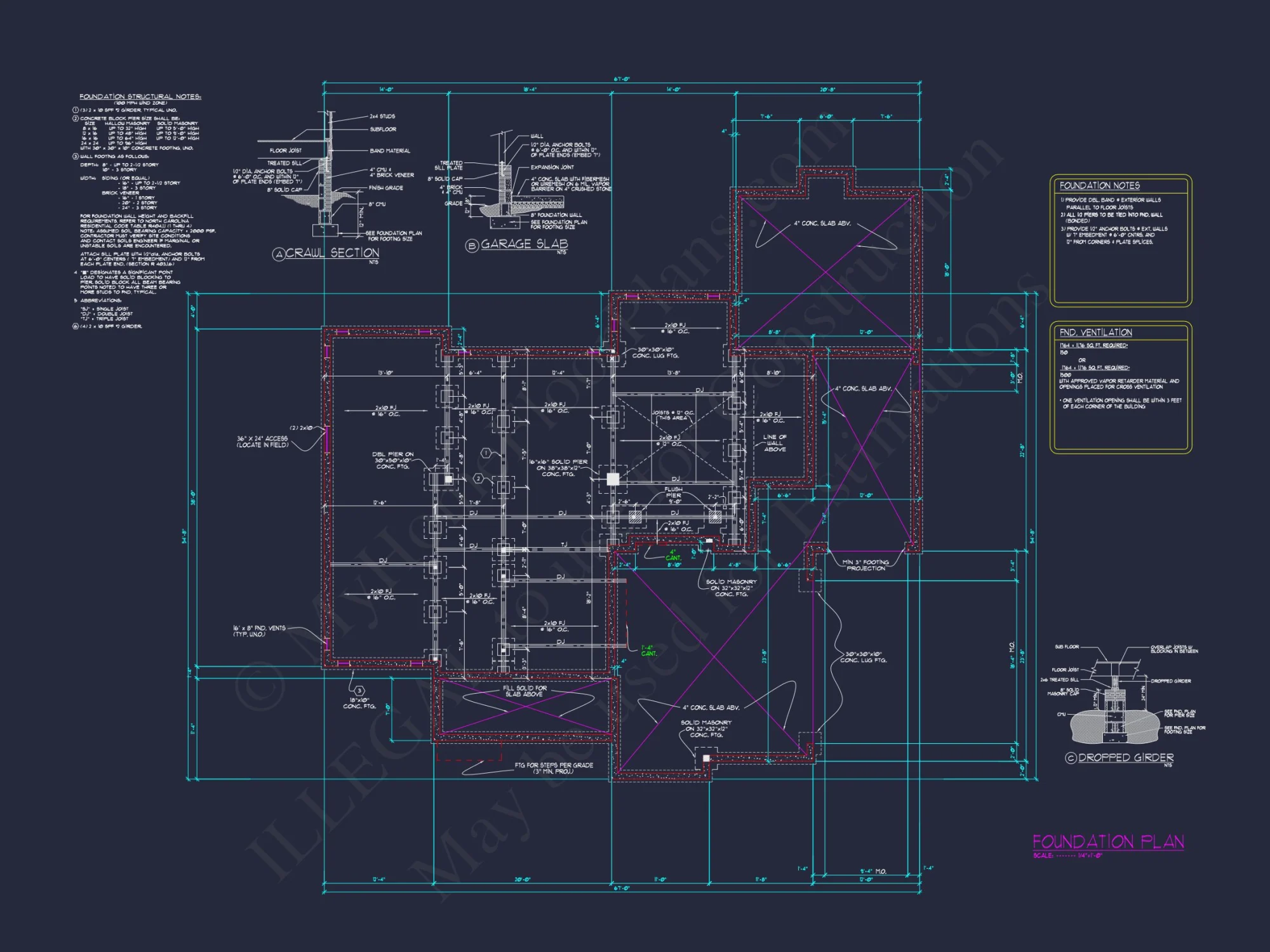 Customizable house Plan with 4 Beds, 2.5 Floors, CAD Blueprint