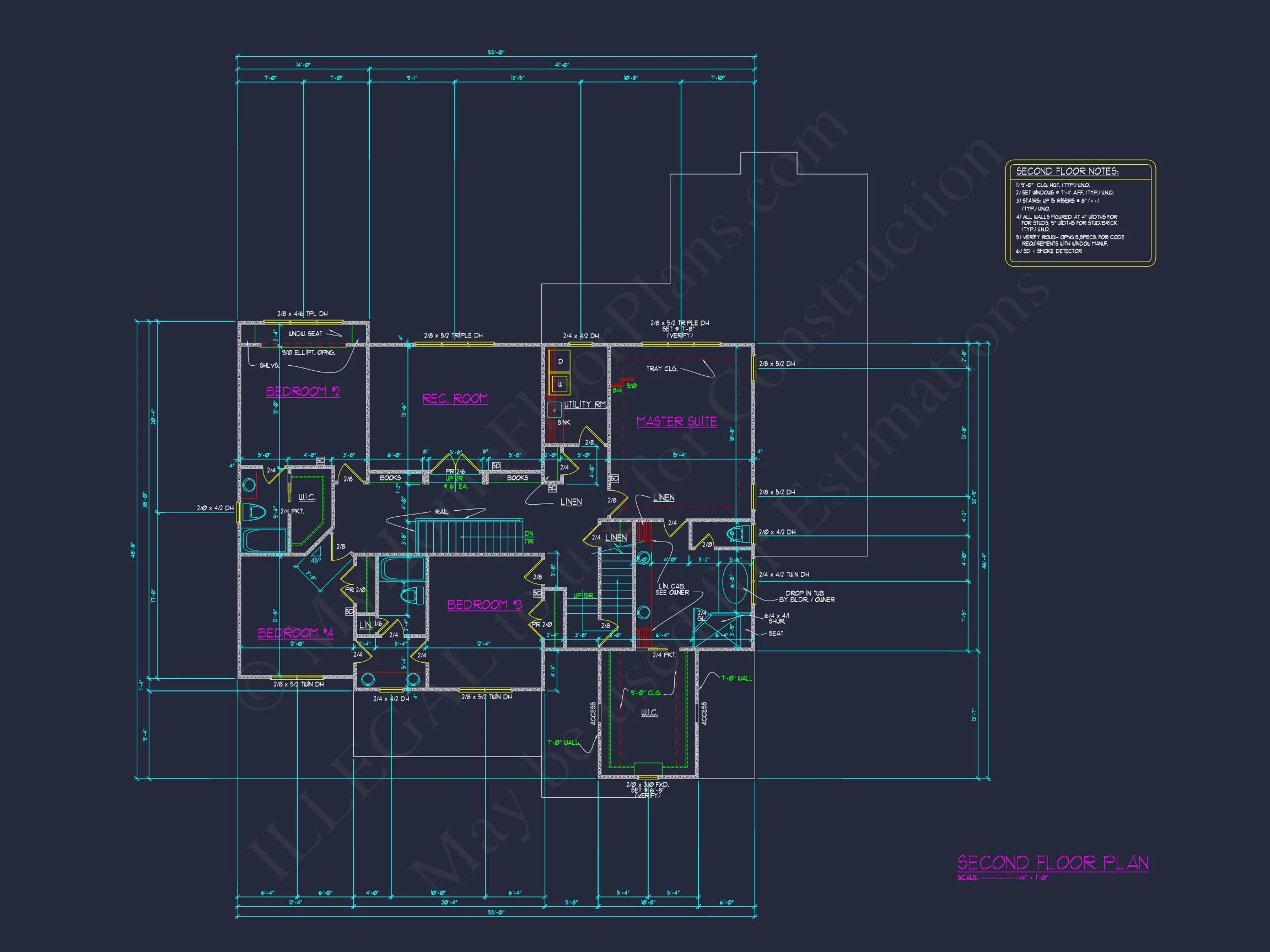 11-1970 HOUSE PLAN - Customizable House Plan with 4 Beds, 2.5 Floors, CAD Blueprint 8 Customizable house Plan with 4 Beds, 2.5 Floors, CAD Blueprint