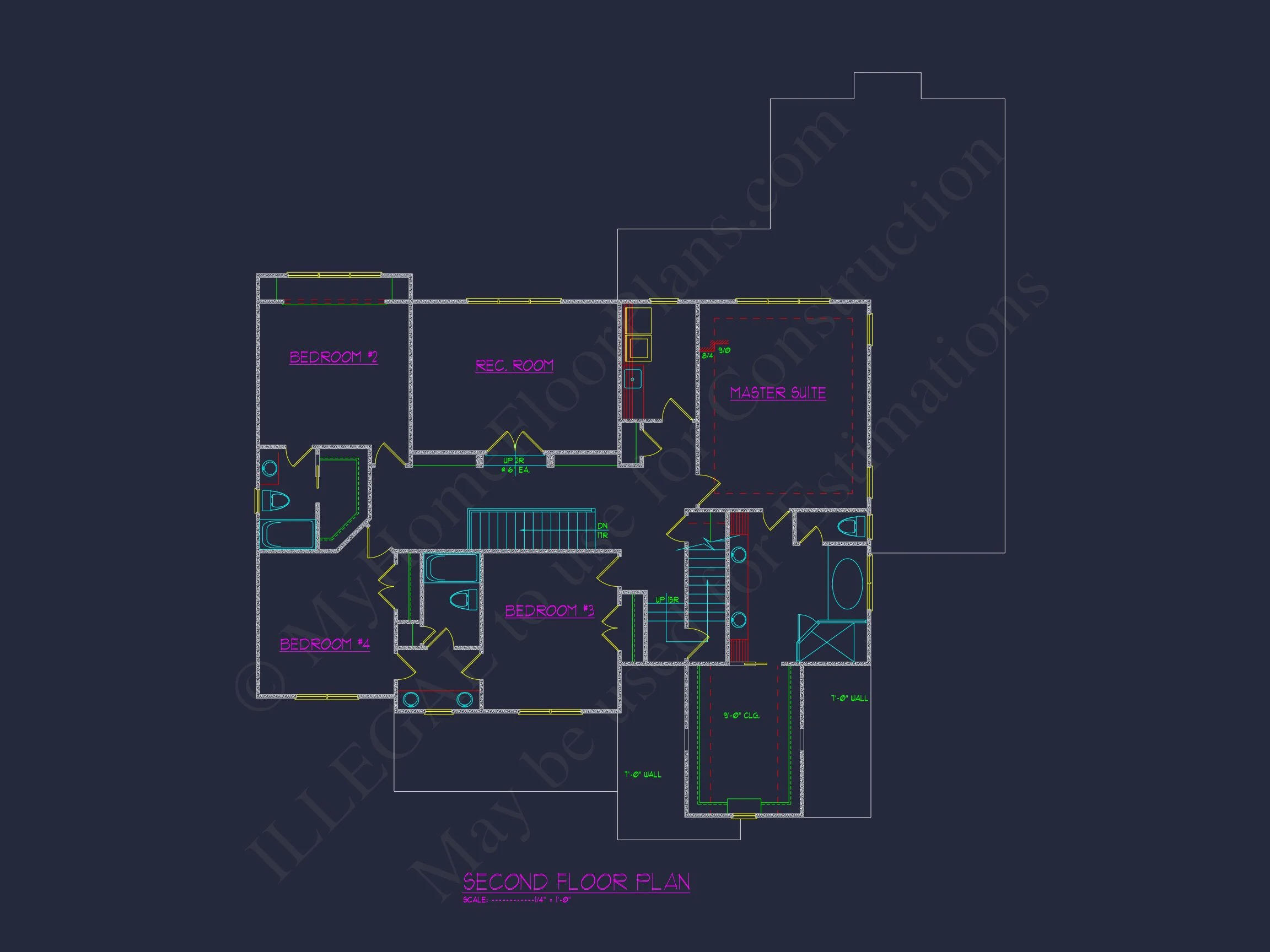 11-1970 HOUSE PLAN - Customizable House Plan with 4 Beds, 2.5 Floors, CAD Blueprint 5 Customizable house Plan with 4 Beds, 2.5 Floors, CAD Blueprint