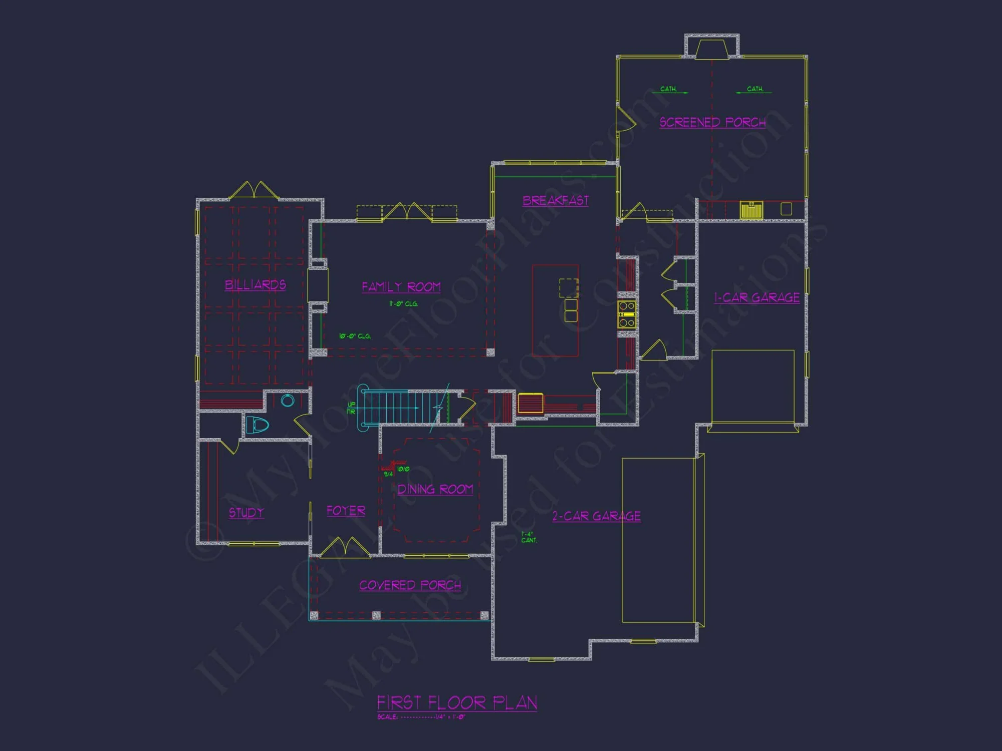 Customizable house Plan with 4 Beds, 2.5 Floors, CAD Blueprint