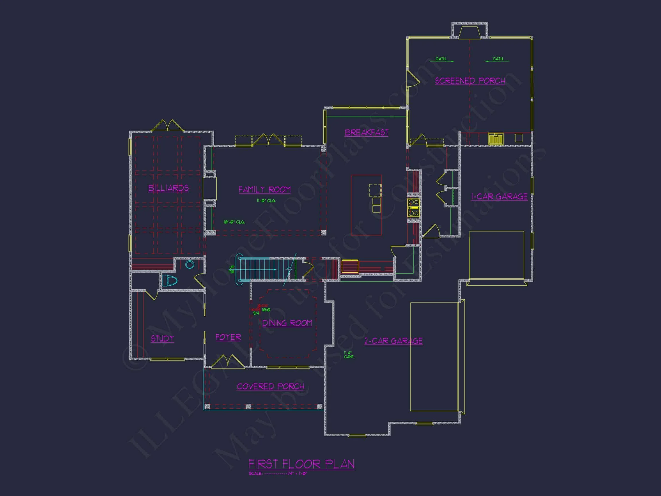 11-1970 HOUSE PLAN - Customizable House Plan with 4 Beds, 2.5 Floors, CAD Blueprint 4 Customizable house Plan with 4 Beds, 2.5 Floors, CAD Blueprint